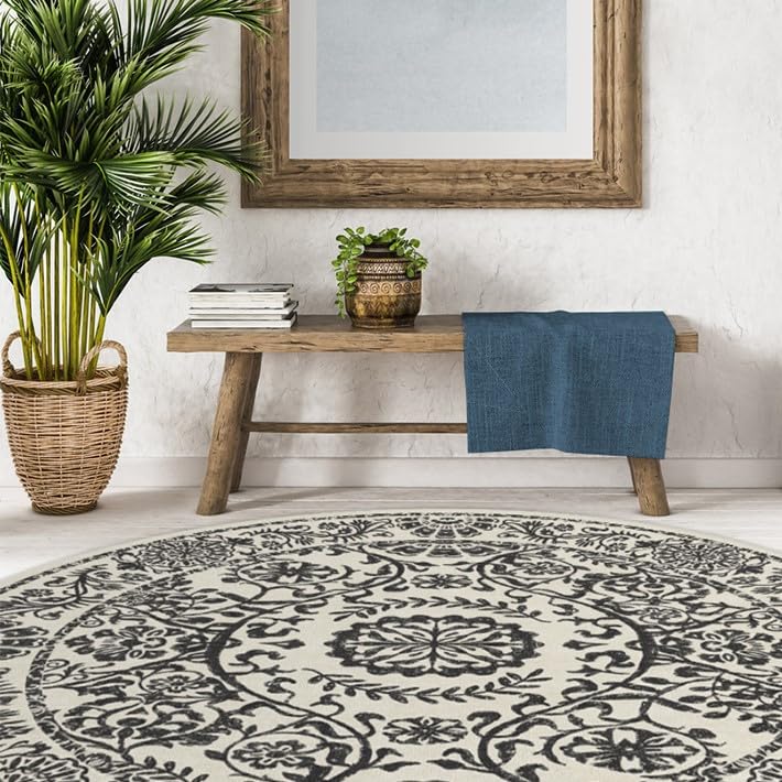 RUGGABLE Washable 2x3 Area Rug, Delphina Delft Blue, Premium Vintage Rugs for Living Room, Bedroom, Kitchen, Office, Classroom with Gripper Non Slip Pad