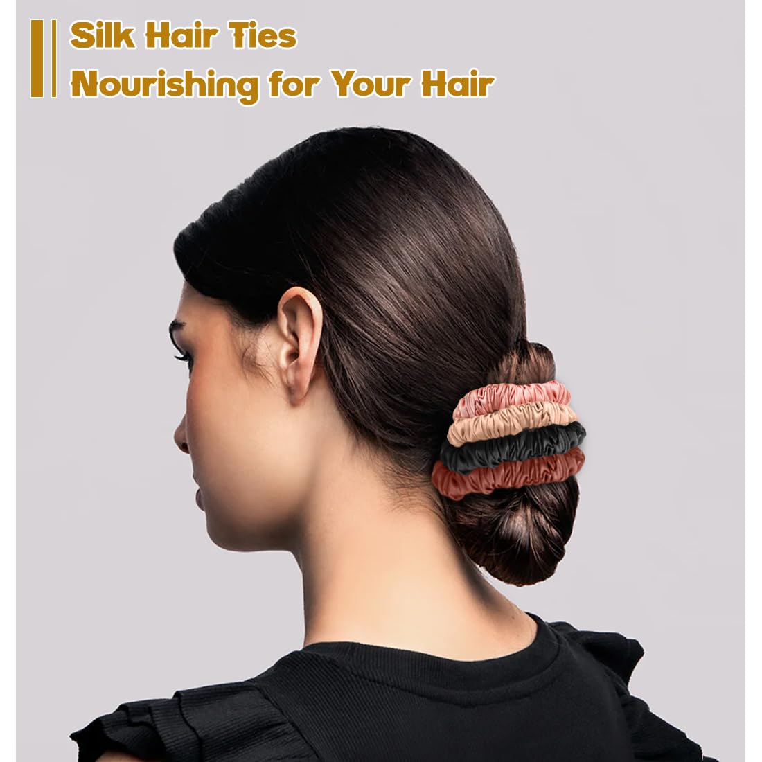 6PCS Silk Scrunchies for Hair, 100% Mulberry Silk Hair Ties, Scrunchies for Women Girls, Elastic Ponytail Holders No Damage