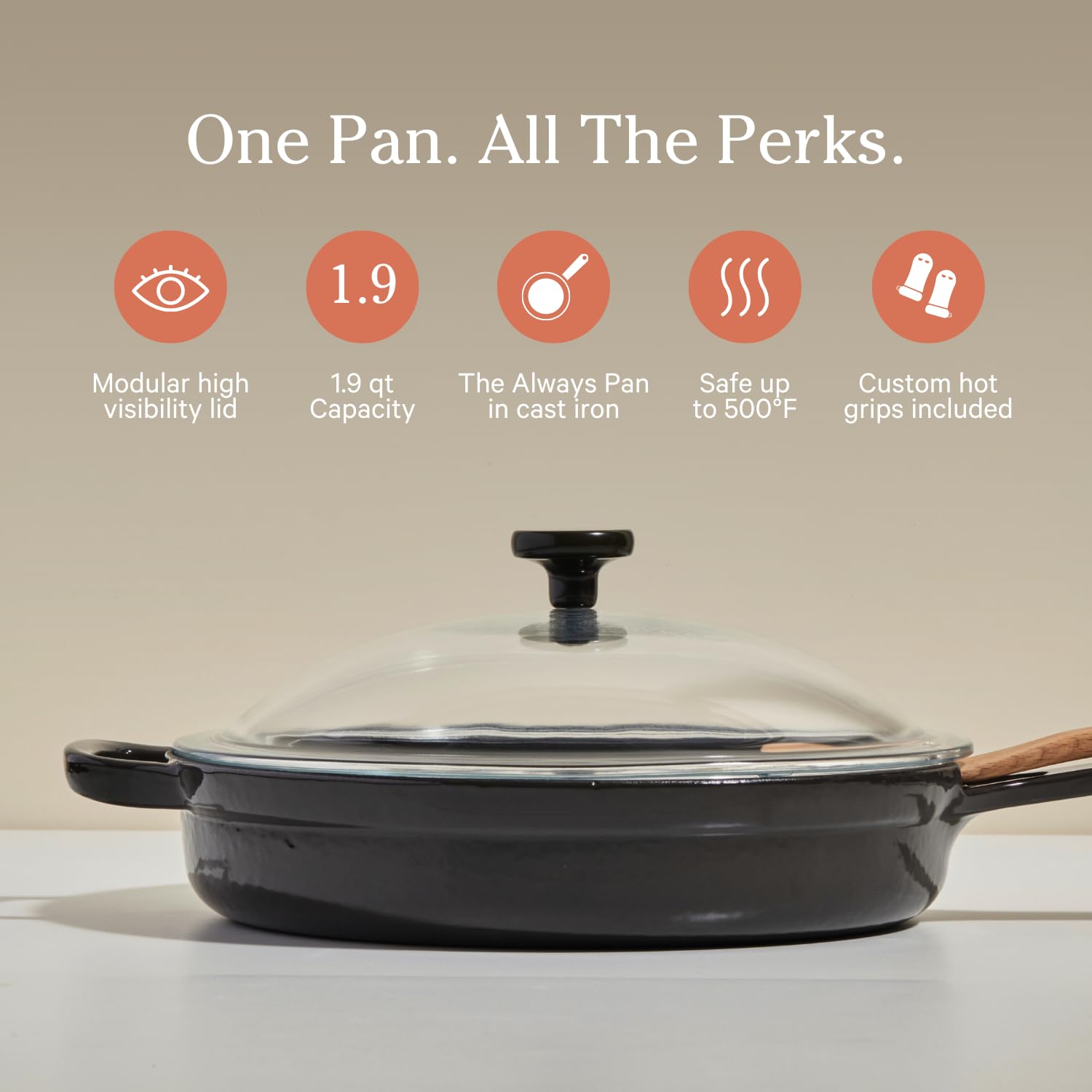 Our Place Cast Iron Always Pan | Premium Enameled, Toxin-Free Surface | 10-inch 8-in-1 Multifunctional Cookware System | Lid, Handle Covers | Heavy Duty Skillet | Oven & High Heat Safe | Sage