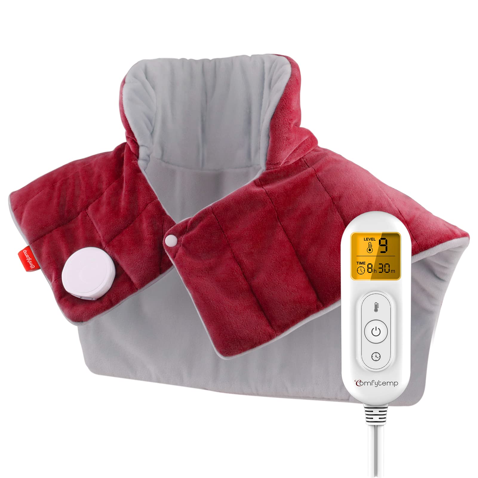 Heating Pad for Neck and Shoulders and Back, Comfytemp FSA HSA Eligible Weighted Electric Heat Pad for Pain Relief, 2.6lb Large Heated Wrap, 9 Heat Settings, 11 Auto-Off, Christmas Gifts for Women Men