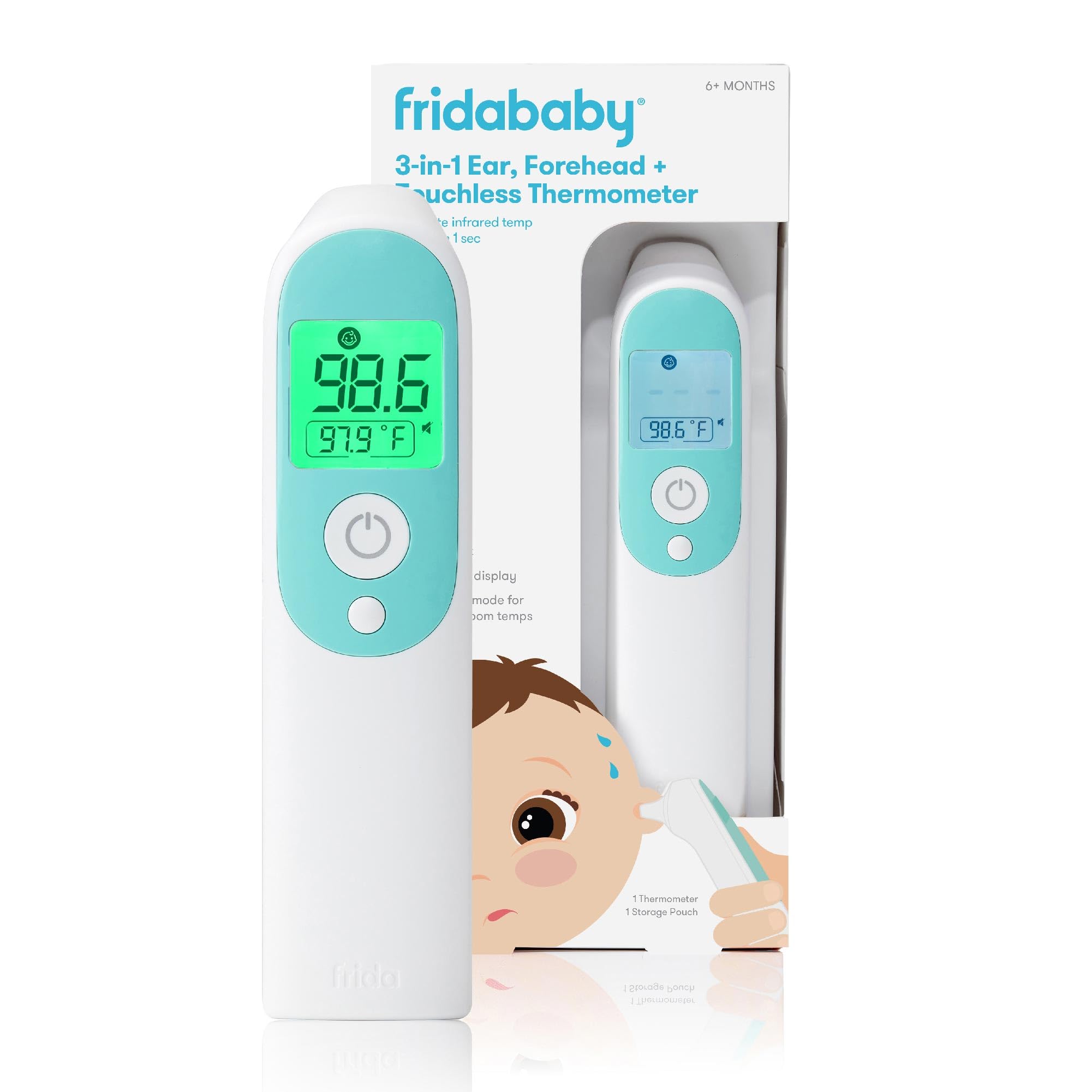 U.S Only | Frida Baby Thermometer, 3-in-1 Infrared Thermometer for Ear, Forehead & Touchless, FSA/ HSA Eligible Fever Thermometer for Baby, Infants ,Toddlers, Kids & Adults