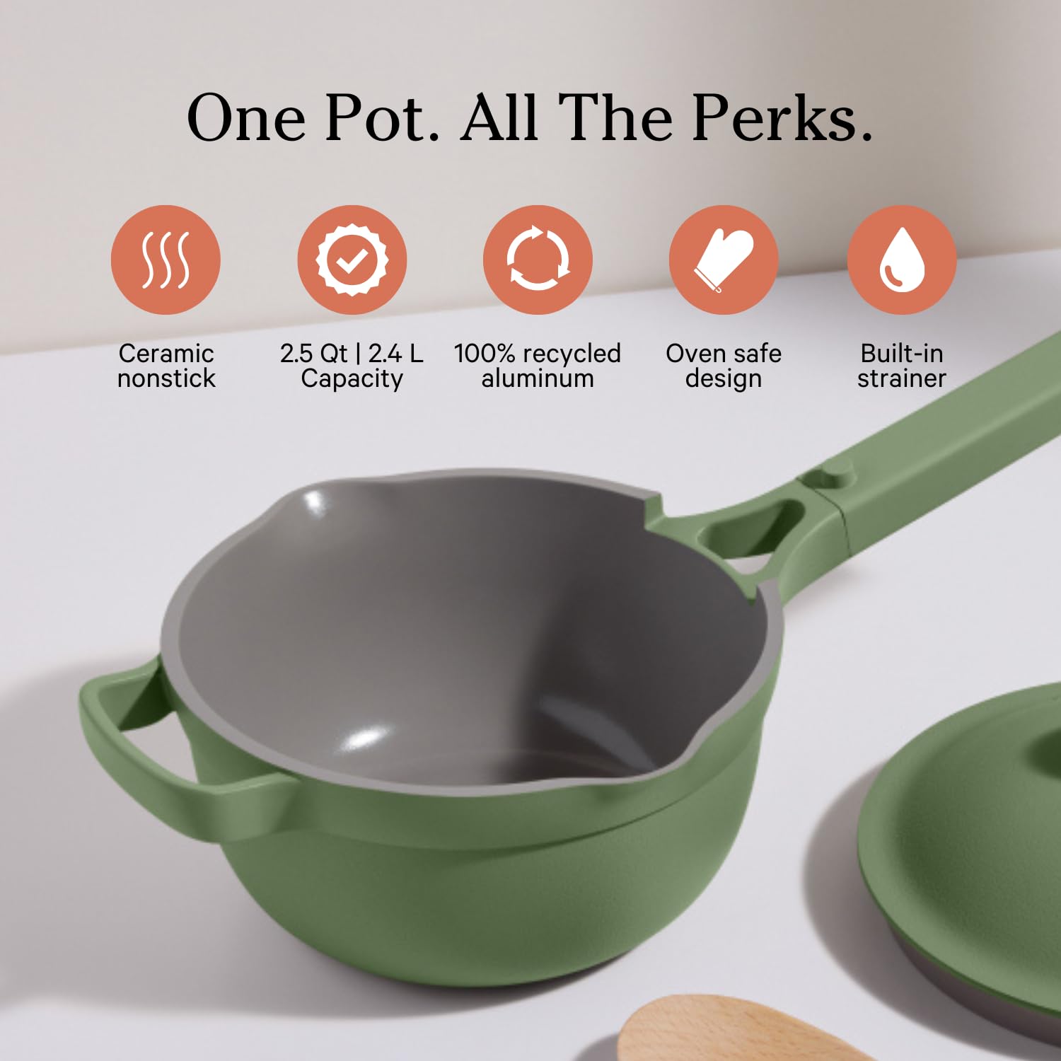 Our Place Perfect Pot - 5.5 Qt. Nonstick Ceramic Sauce Pan with Lid | Versatile Cookware for Stovetop and Oven | Steam, Bake, Braise, Roast | PTFE and PFOA-Free | Toxin-Free, Easy to Clean | Steam