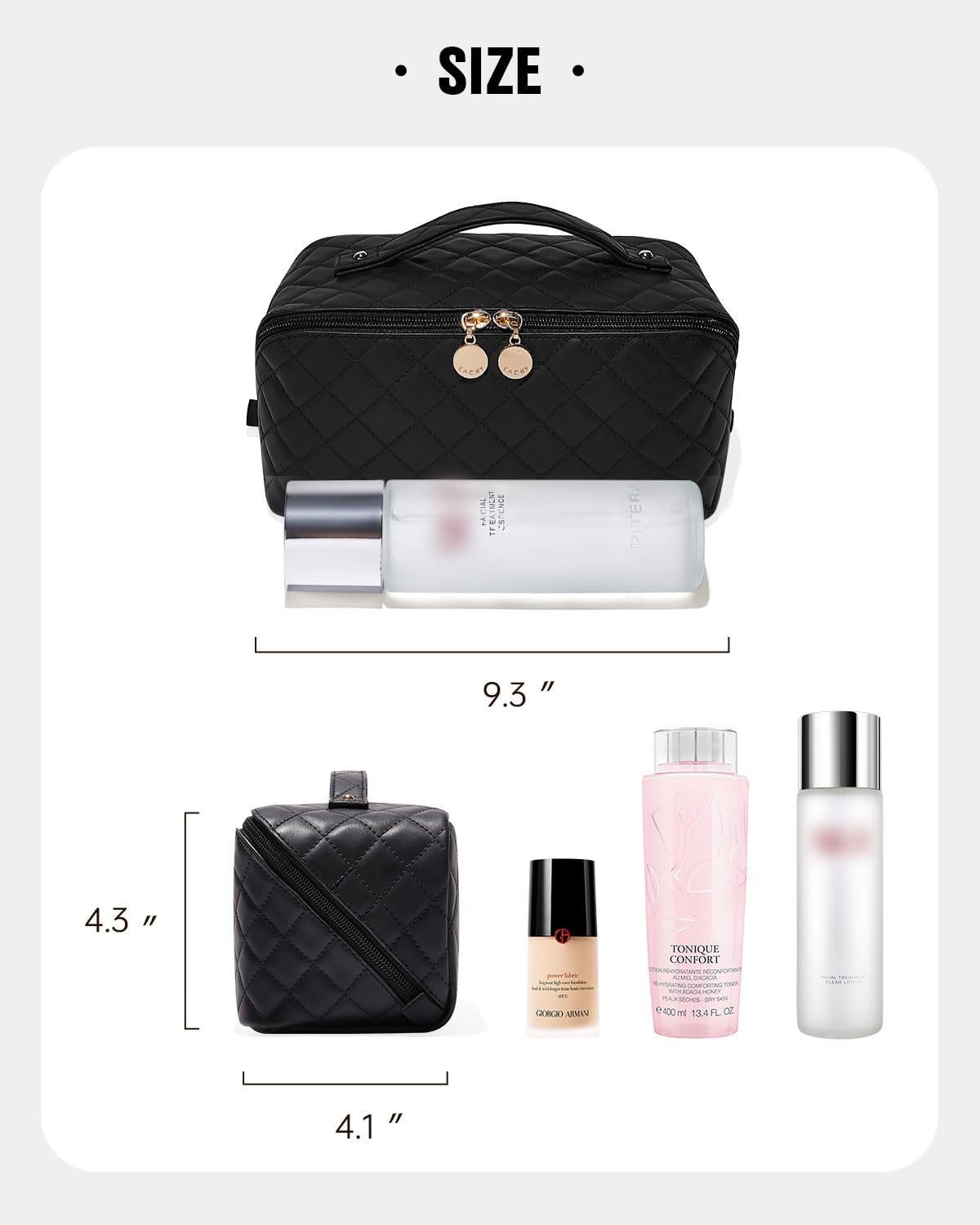 EACHY Travel Makeup Bag,Large Capacity Cosmetic Bags for Women,Waterproof Portable Pouch Open Flat Toiletry Bag Make up Organizer with Divider and Handle