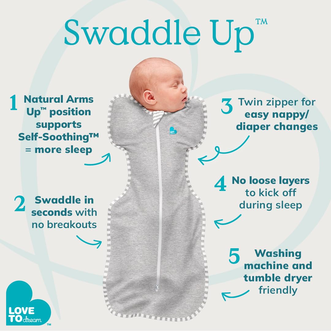 Love to Dream Swaddle UP, Baby Sleep Sack, Self-Soothing Swaddles for Newborns, Improves Sleep, Snug Fit Helps Calm Startle Reflex, New Born Essentials for Baby, 5-8.5 lbs, Sand Dollar