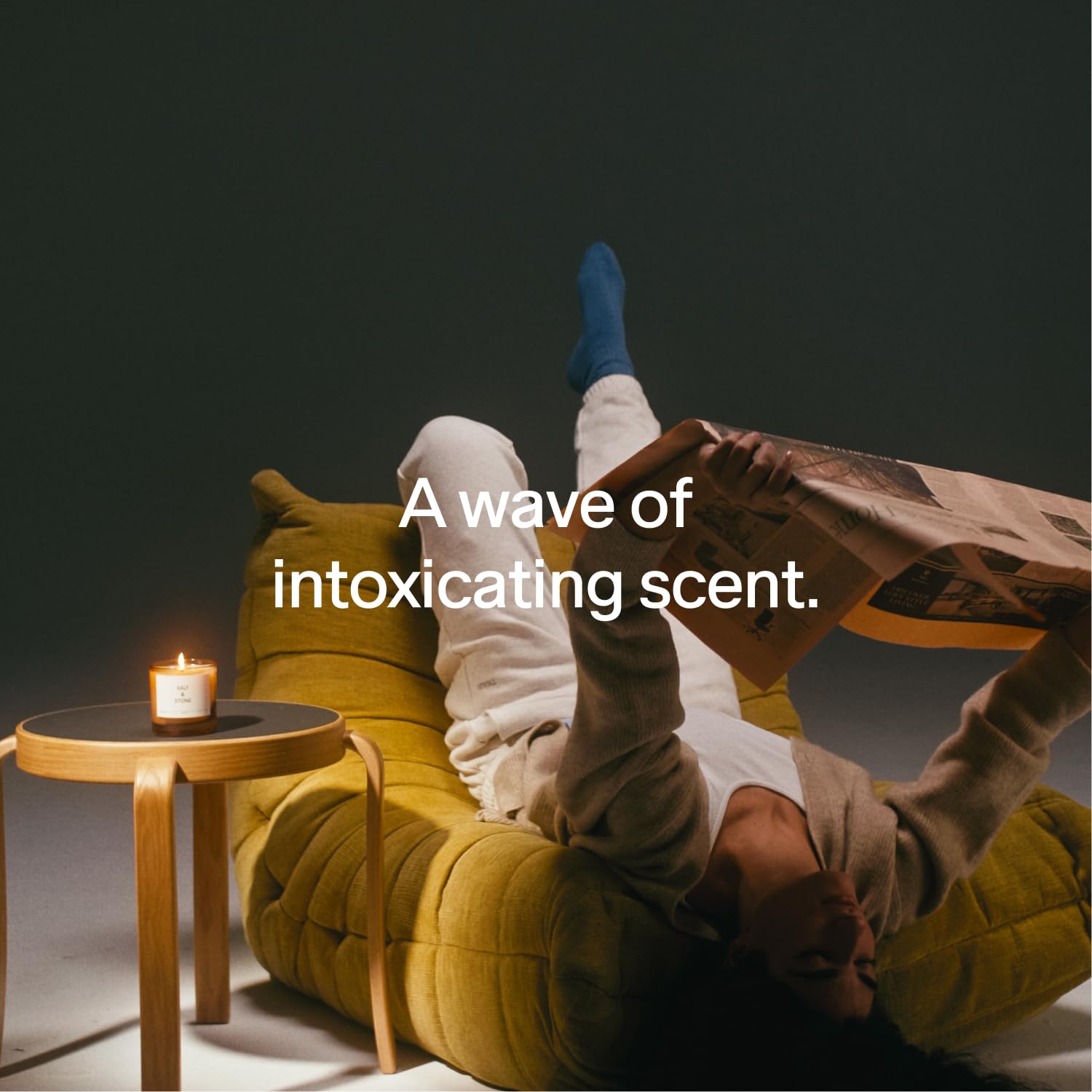 SALT & STONE Scented Candle for Women & Men | Hand-Poured, Aromatic & Fragrant | Natural Coconut & Soy Blend Wax | 100% Cotton Wick | Long-Lasting 50 Hour Burn Time (8.5 oz) (Santal & Vetiver)