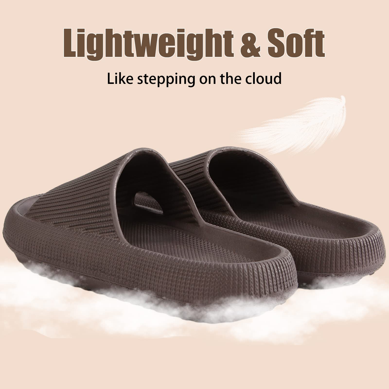 rosyclo Cloud Slippers for Women and Men, Pillow House Slippers Shower Shoes Indoor Slides Bathroom Sandals, Ultimate Comfort, Lightweight, Thick Sole, Non-Slip, Easy to Clean