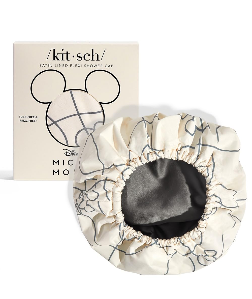 Kitsch Luxury Shower Cap for Women - Reusable Shower Cap for Long Hair with Non Slip Silicon Grip | Waterproof Hair Cap for Shower with One Size Fits Most | Stylish Hair Cover for Shower (Blush Dot)