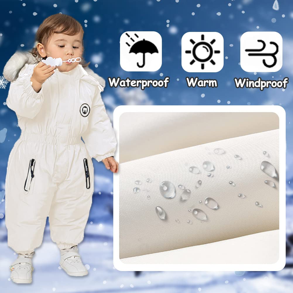 Xifamniy Toddler Snowsuit 2T 3T 4T 5T Ski Suit Baby Boy Girl Winter Clothes Coat Outwear Snow Suit Hooded Romper Jumpsuit