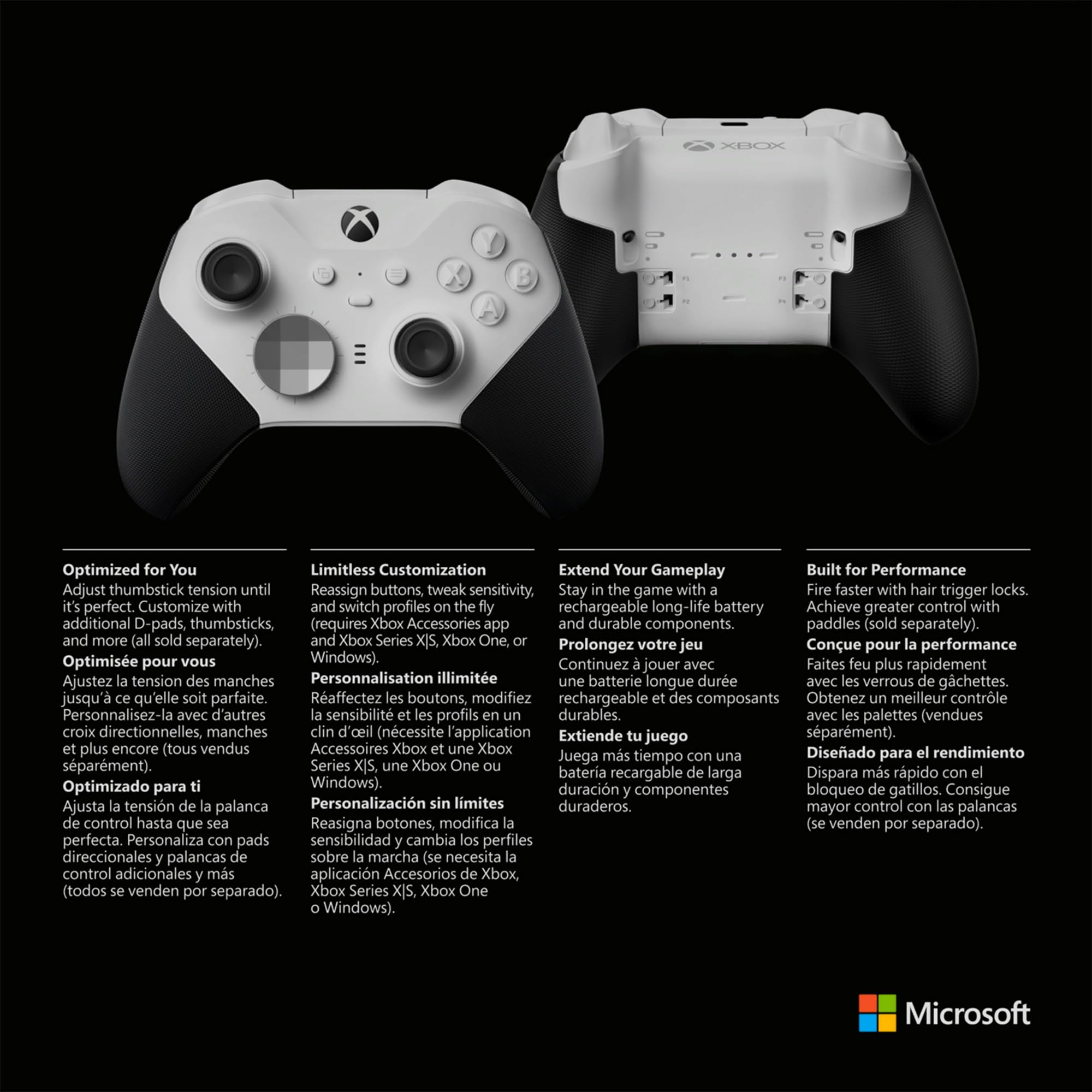 Xbox Elite Wireless Gaming Controller Series 2 – Black – Xbox Series X|S, Xbox One, Windows PC, Android, and iOS - Elite Series 2 Black Edition