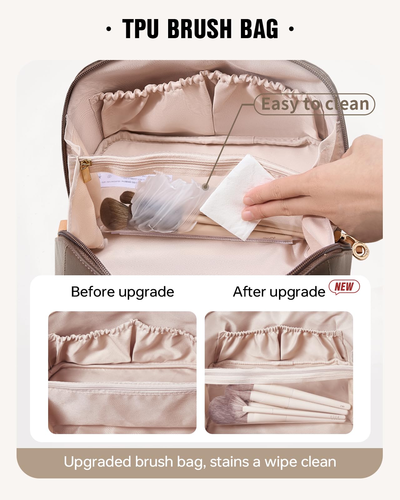 EACHY Travel Makeup Bag,Large Capacity Cosmetic Bags for Women,Waterproof Portable Pouch Open Flat Toiletry Bag Make up Organizer with Divider and Handle