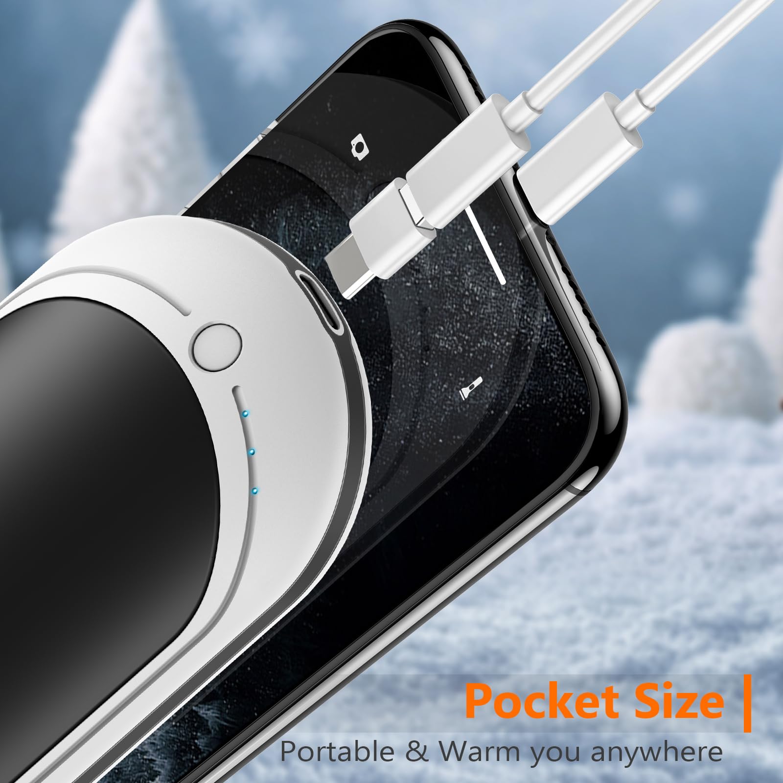 BESKAR Rechargeable Hand Warmer, 5200mAh Electric Hand Heater, Double-Sided Heating, USB Quick Charge, Portable Pocket Hand Warmer for Outdoor, Golf, Raynauds - Winter Gift