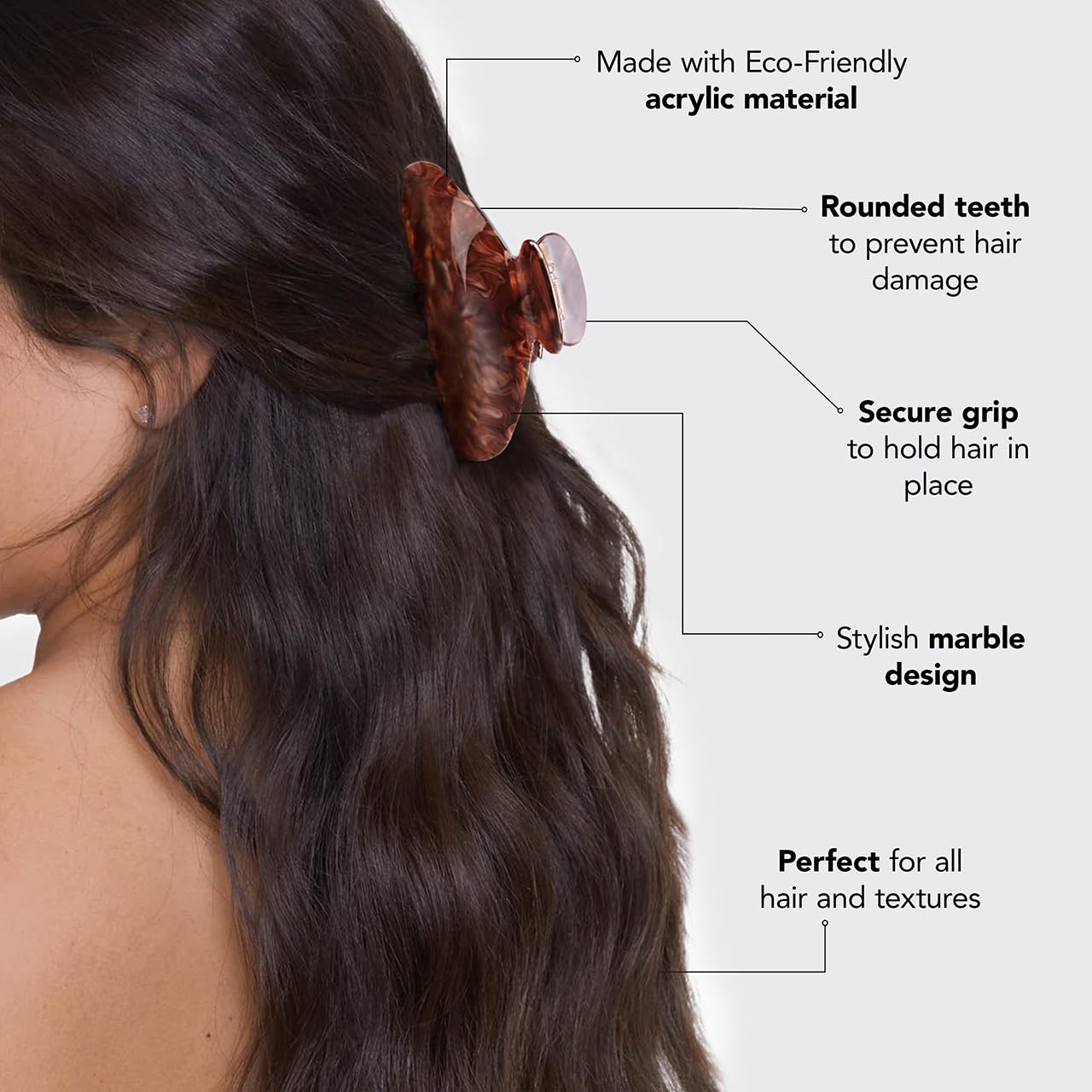 Kitsch Recycled Plastic Large Claw Clip - Big Marble Hair Clips for Women | Jaw Clips for Girls | Big Claw Clips for Thick Hair (1pc, Blonde)