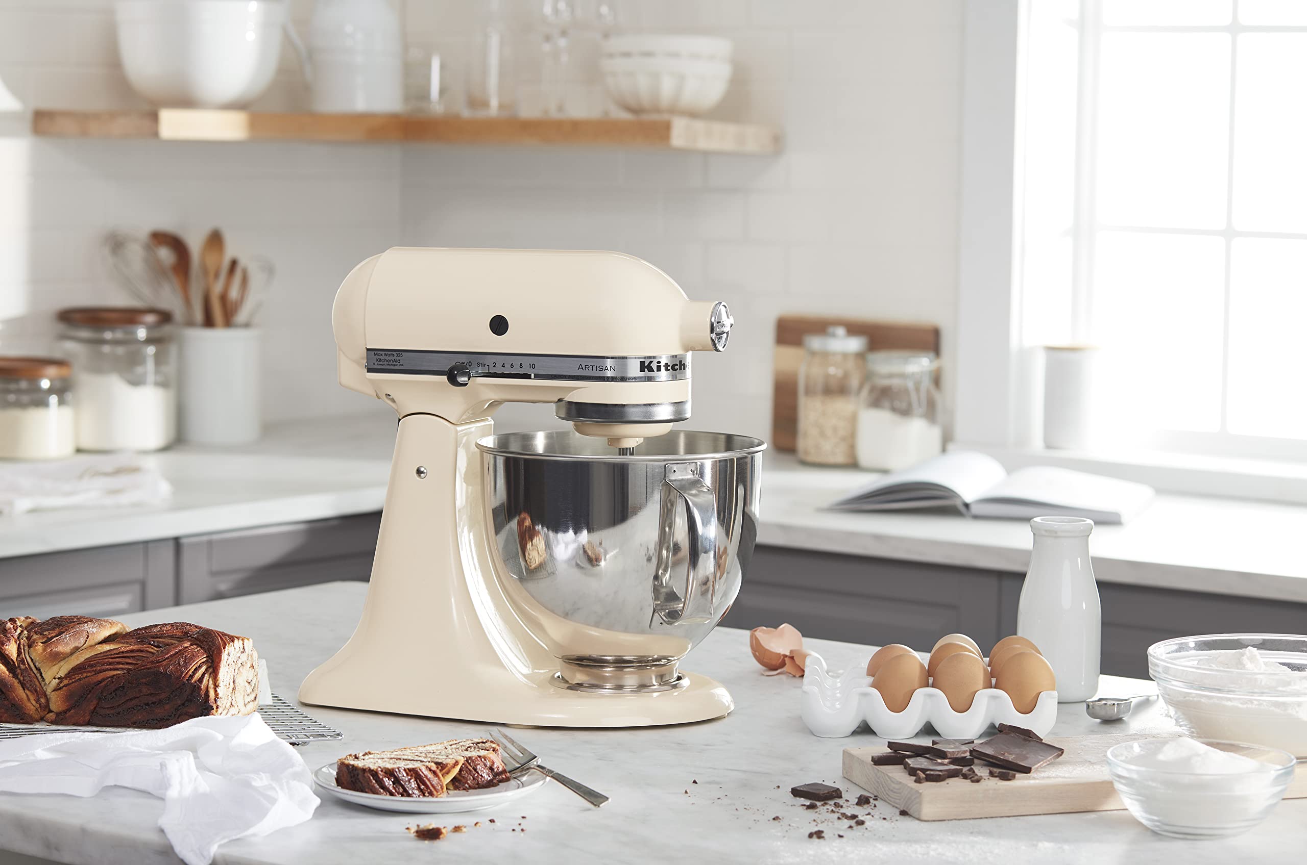 KitchenAid Artisan Series 5-Quart Tilt-Head Stand Mixer, Almond Cream, KSM150PSAC