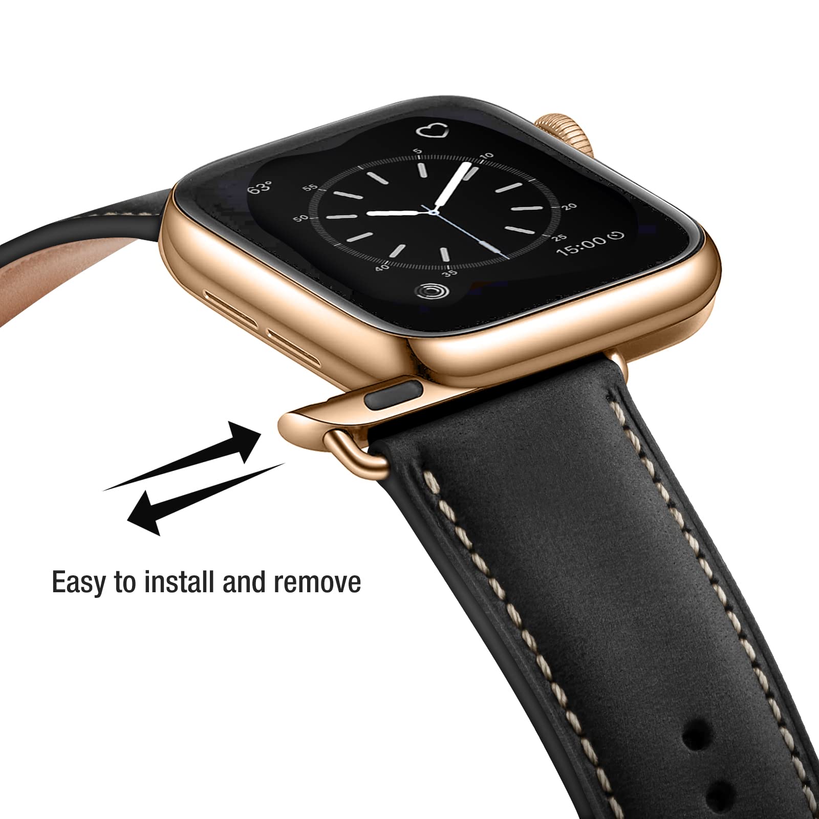 Bestig Compatible with Apple Watch Band 49mm 46mm 45mm 44mm 42mm(Series 3 2 1) Apple Watch Leather Bands Genuine Leather for iWatch Strap Ultra Series 10 9 8 7 6 5 4 SE Women Man-Redbrown/Black