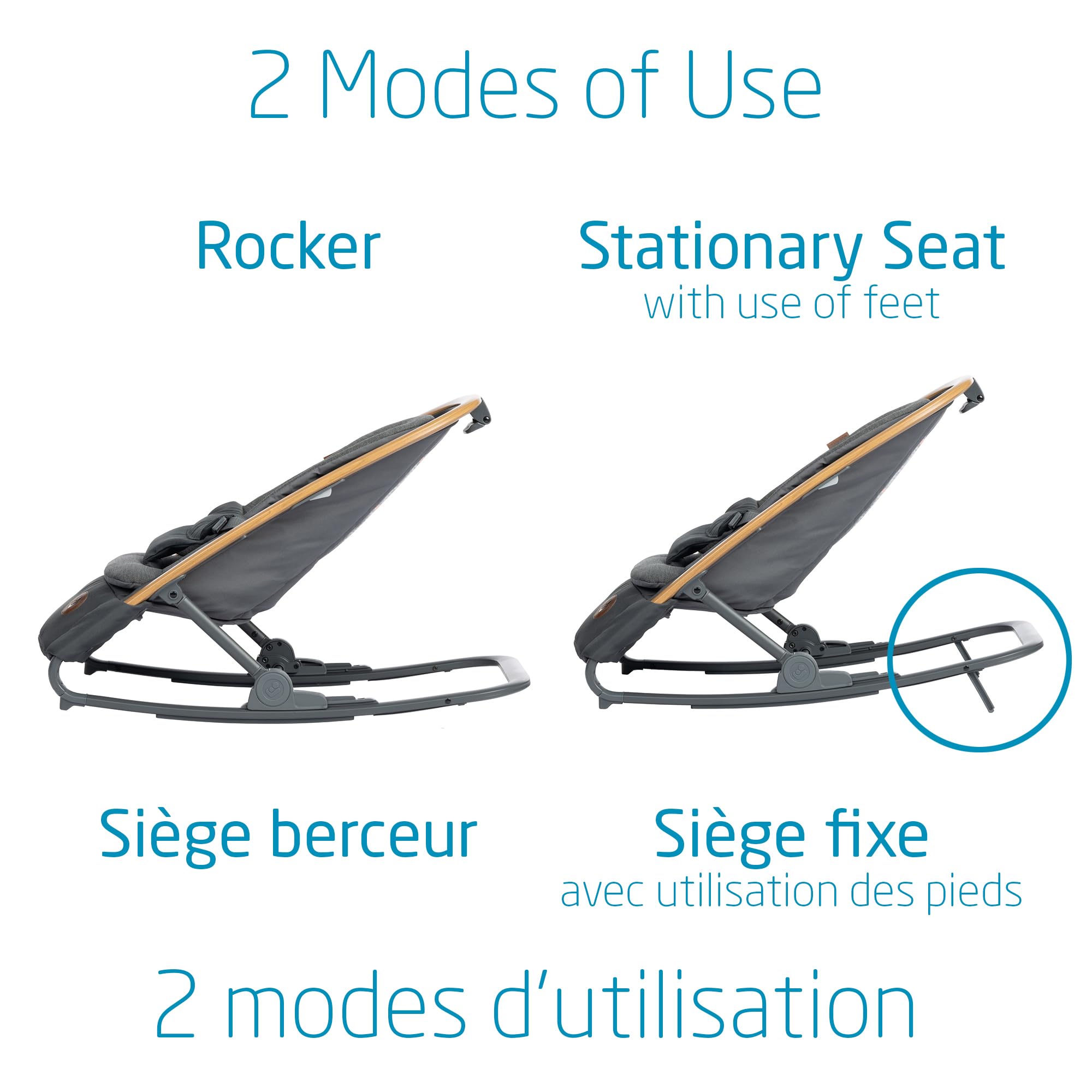 Maxi-Cosi 2-in-1 Kori Rocker, folds flat, travel, washable fabrics, Sand Horizon