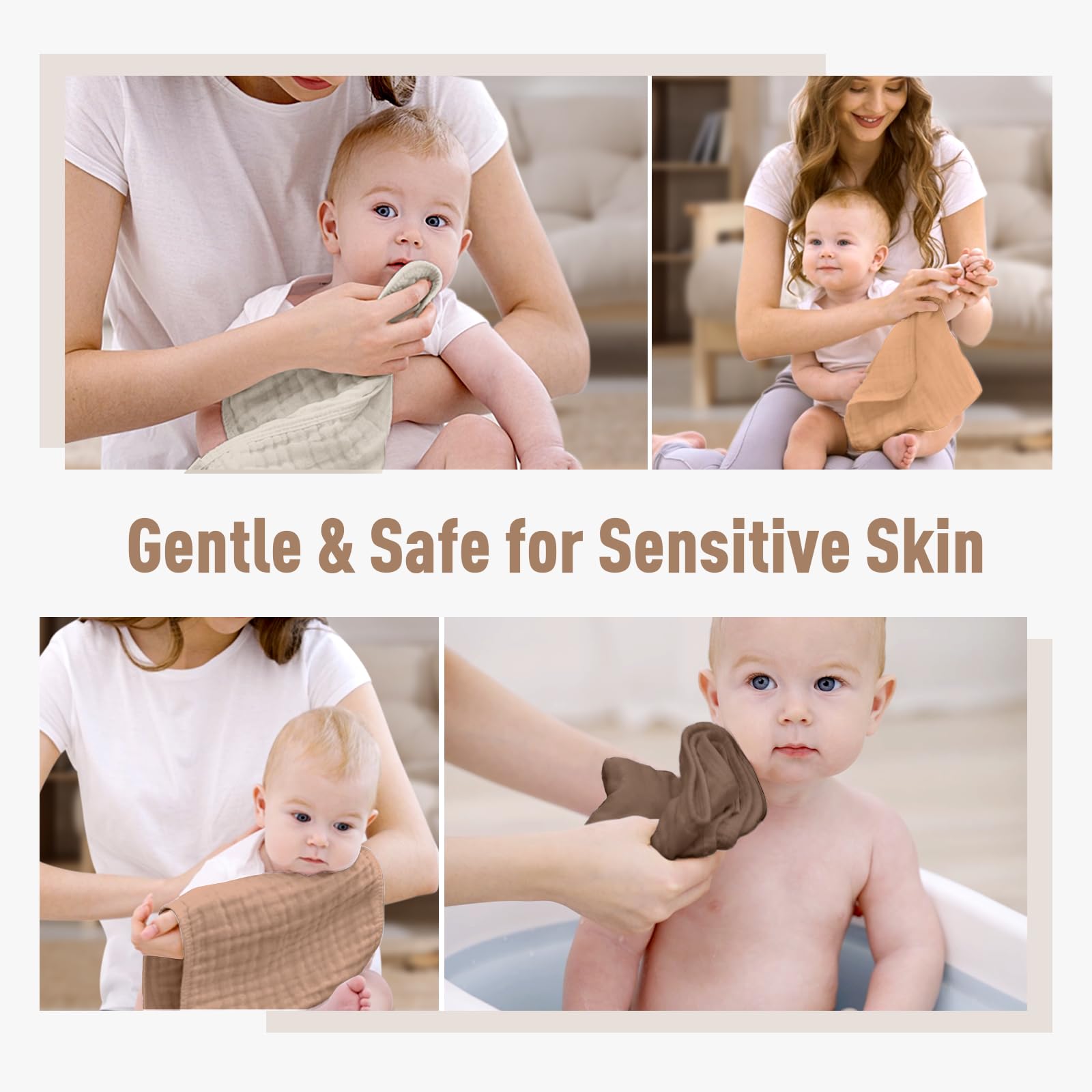 Yoofoss Muslin Burp Cloths for Baby 10 Pack 100% Cotton Baby Washcloths for Boys Girls Large 20&