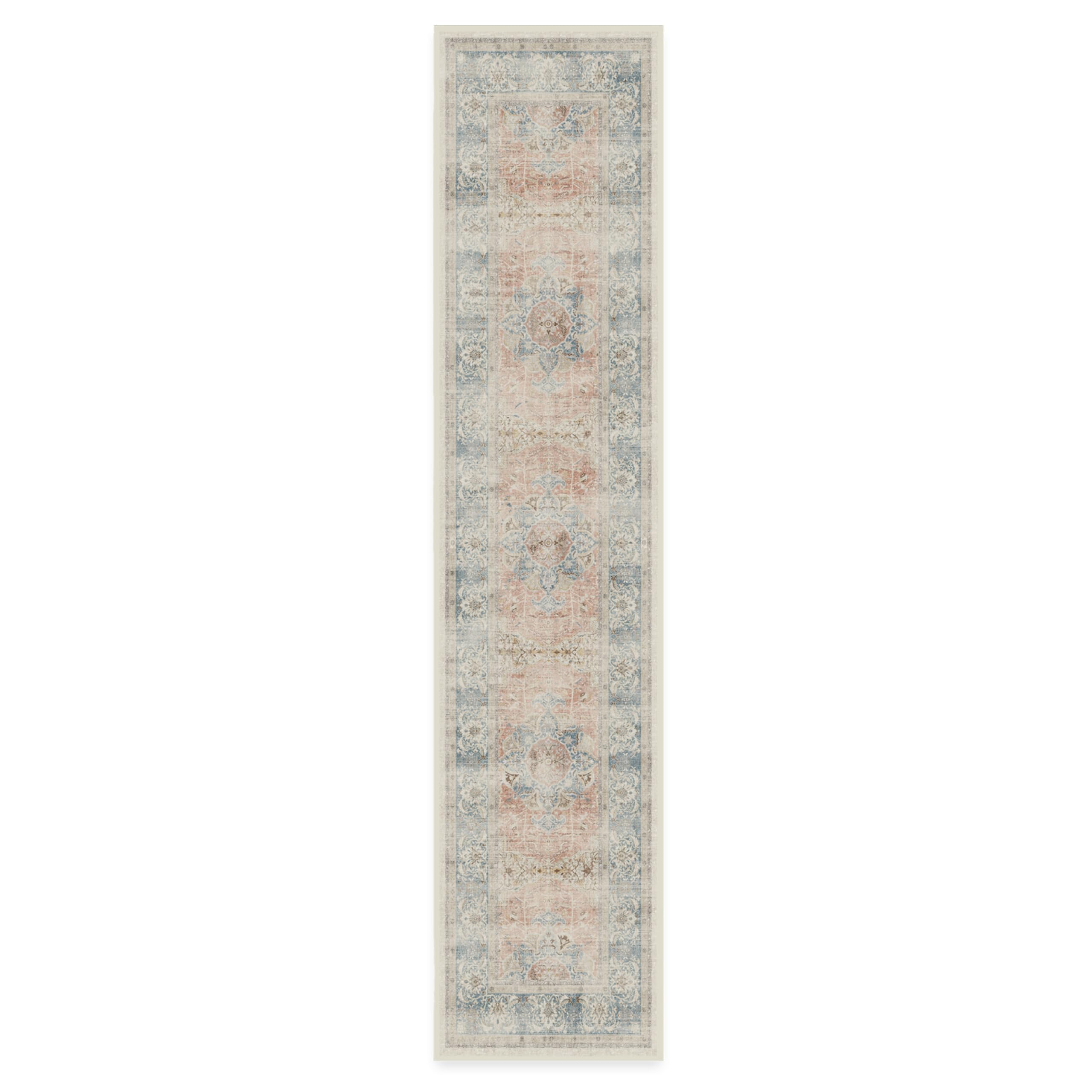 RUGGABLE – Sarrah Blue Quartz – Machine Washable Runner Rug – Pet & Child Friendly – Stain & Water Resistant – Non-Slip – 2.5&