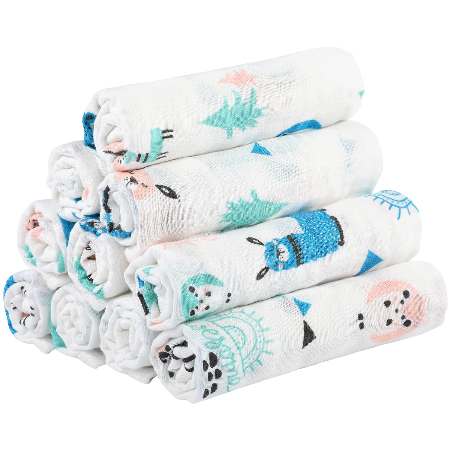 Yoofoss Muslin Burp Cloths for Baby 10 Pack 100% Cotton Baby Washcloths for Boys Girls Large 20&