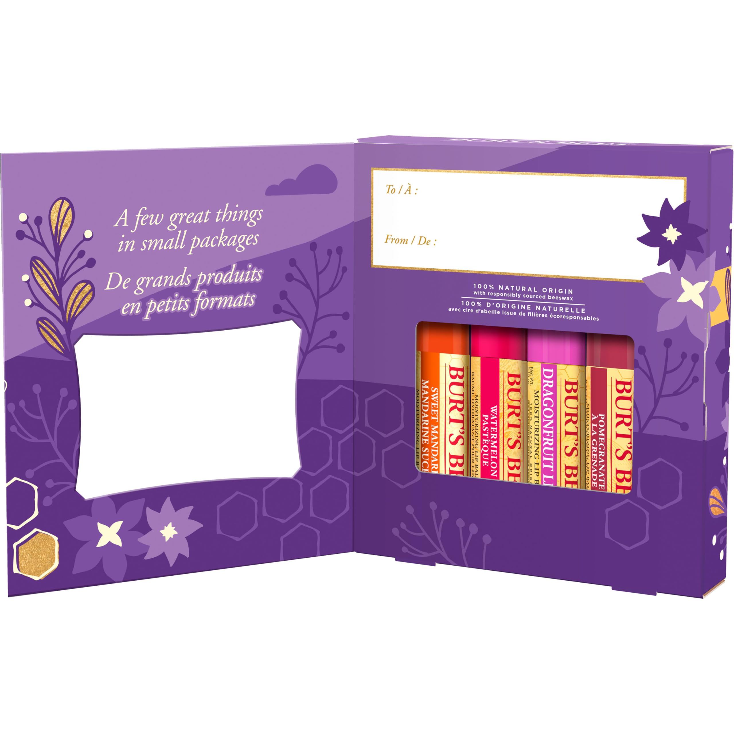 Burt’s Bees Christmas Gifts, 4 Lip Balm Stocking Stuffers Products, Beeswax Bounty Classic Set - Original Beeswax Moisturizing Lip Balm (4-Pack)