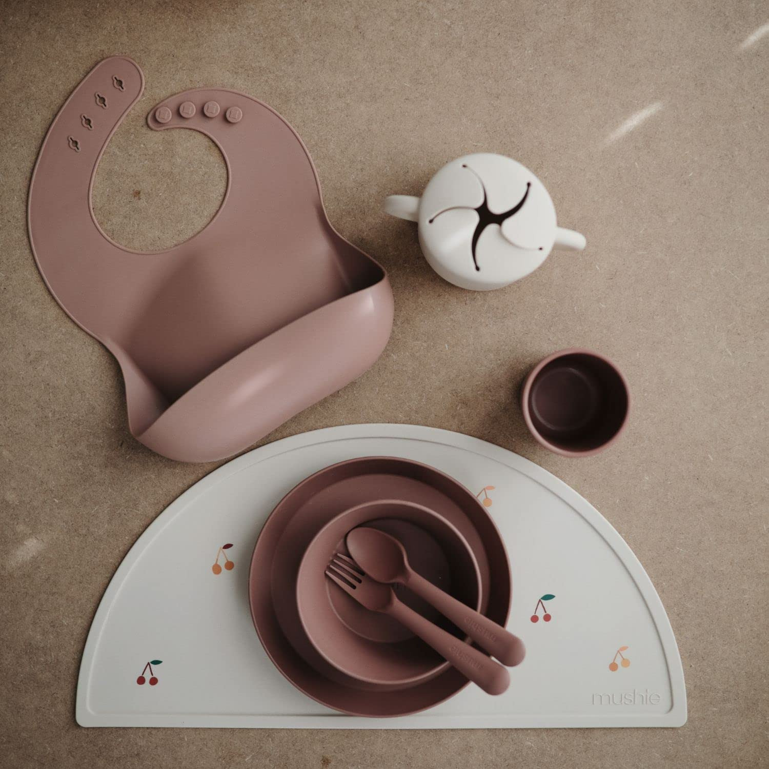 mushie Flatware Fork and Spoon Set for Kids | Made in Denmark (Sage)