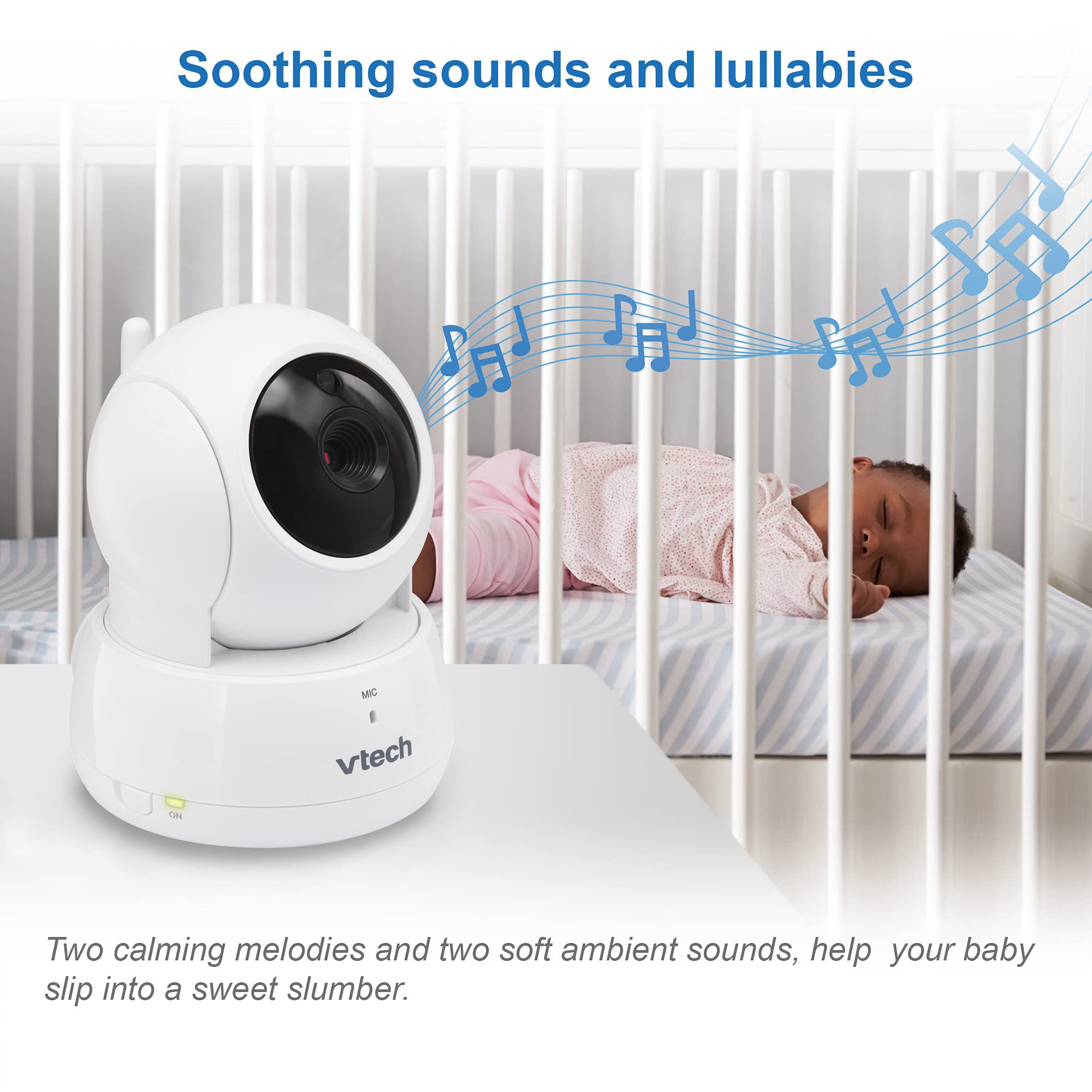 VTech VM819 Baby Monitor, 2.8” Screen, Night Vision, 2-Way Audio, Temperature Sensor and Lullabies, Secure Transmission No WiFi