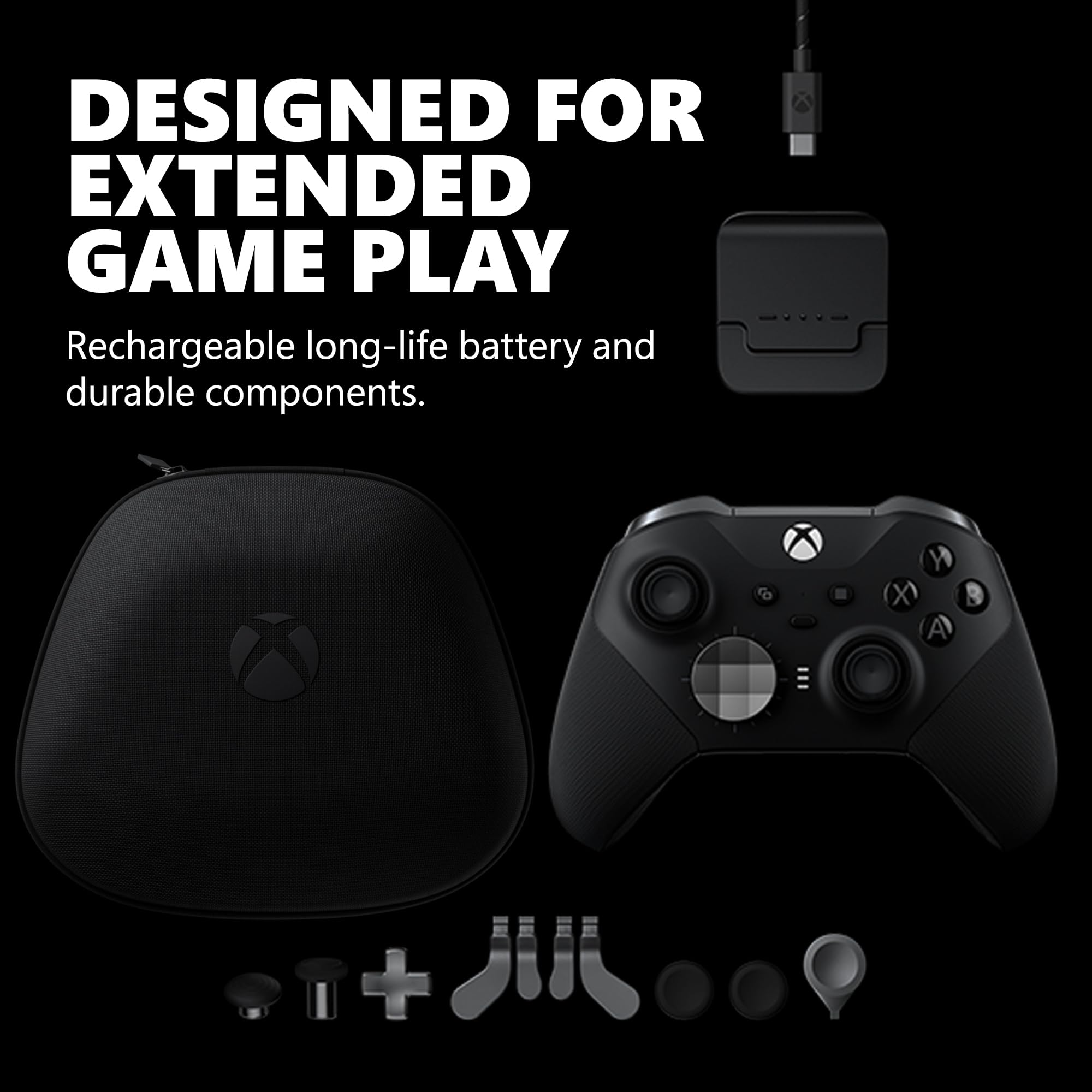 Xbox Elite Wireless Gaming Controller Series 2 – Black – Xbox Series X|S, Xbox One, Windows PC, Android, and iOS - Elite Series 2 Black Edition