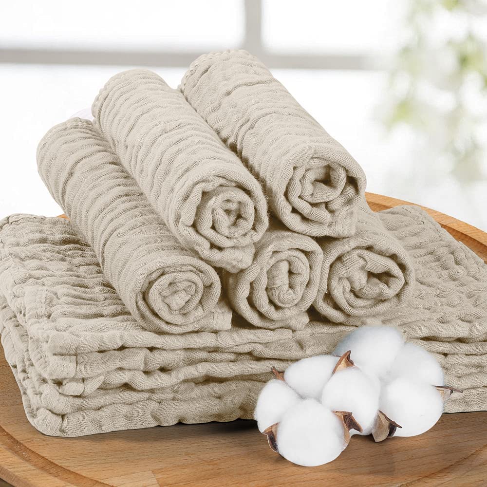 Yoofoss Muslin Burp Cloths for Baby 10 Pack 100% Cotton Baby Washcloths for Boys Girls Large 20&