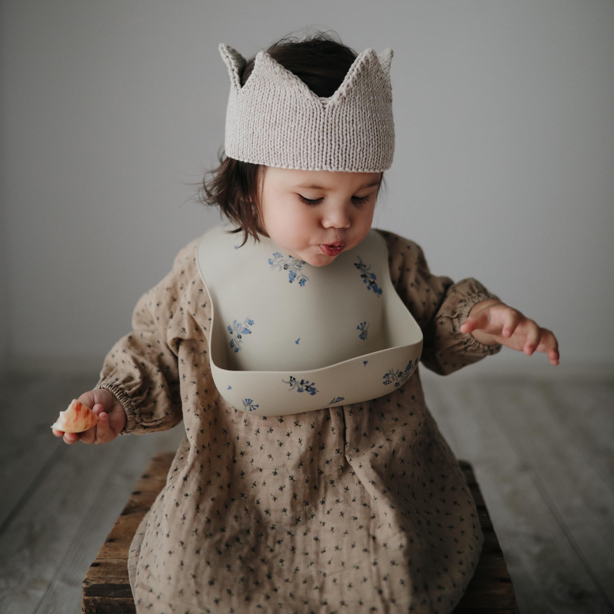 mushie Silicone Baby Bib | Adjustable Fit Waterproof Bibs (Whales)