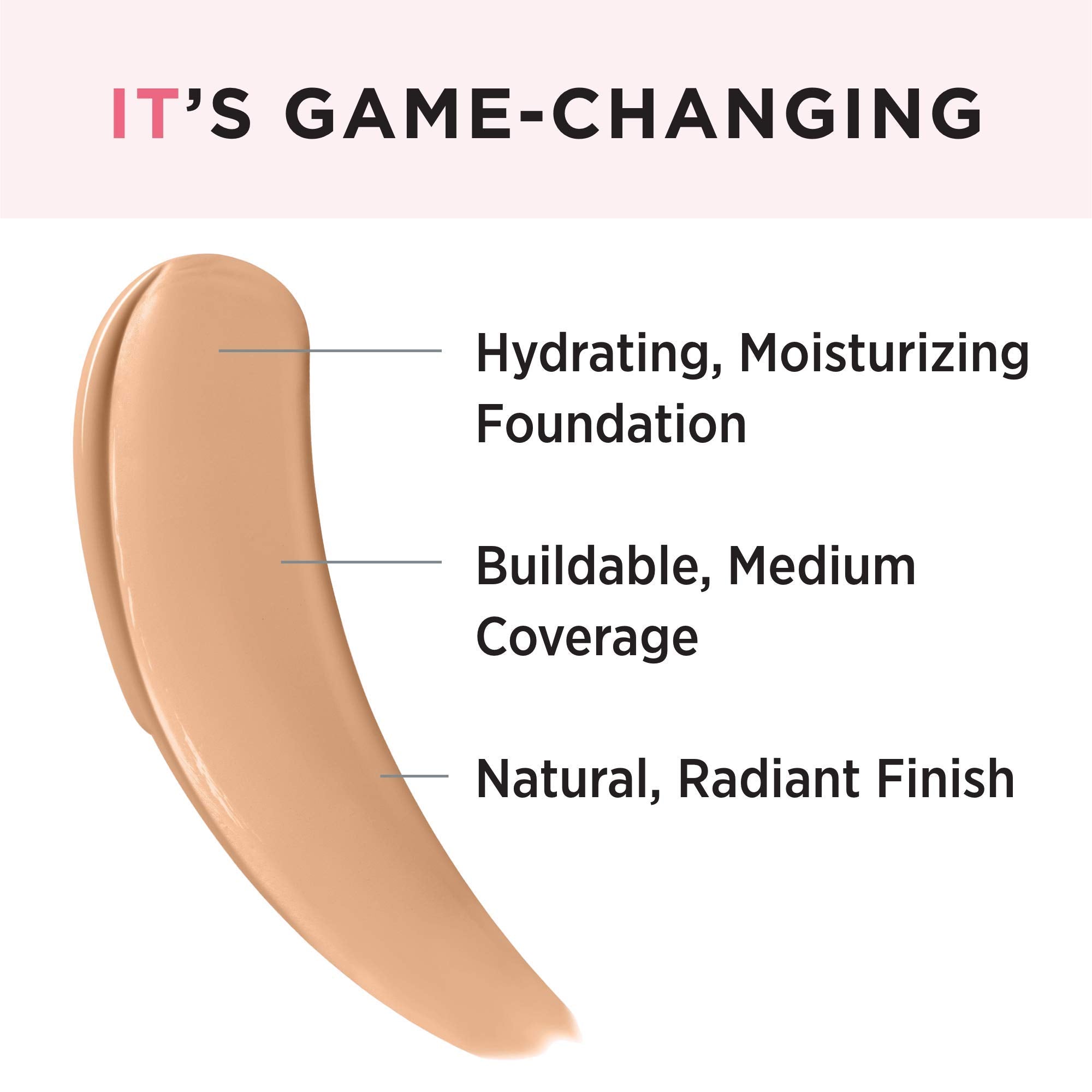IT Cosmetics Your Skin But Better Foundation + Skincare - Hydrating Medium Buildable Coverage - Minimizes Pores & Imperfections - Natural Radiant Finish - With Hyaluronic Acid - 1.0 fl oz