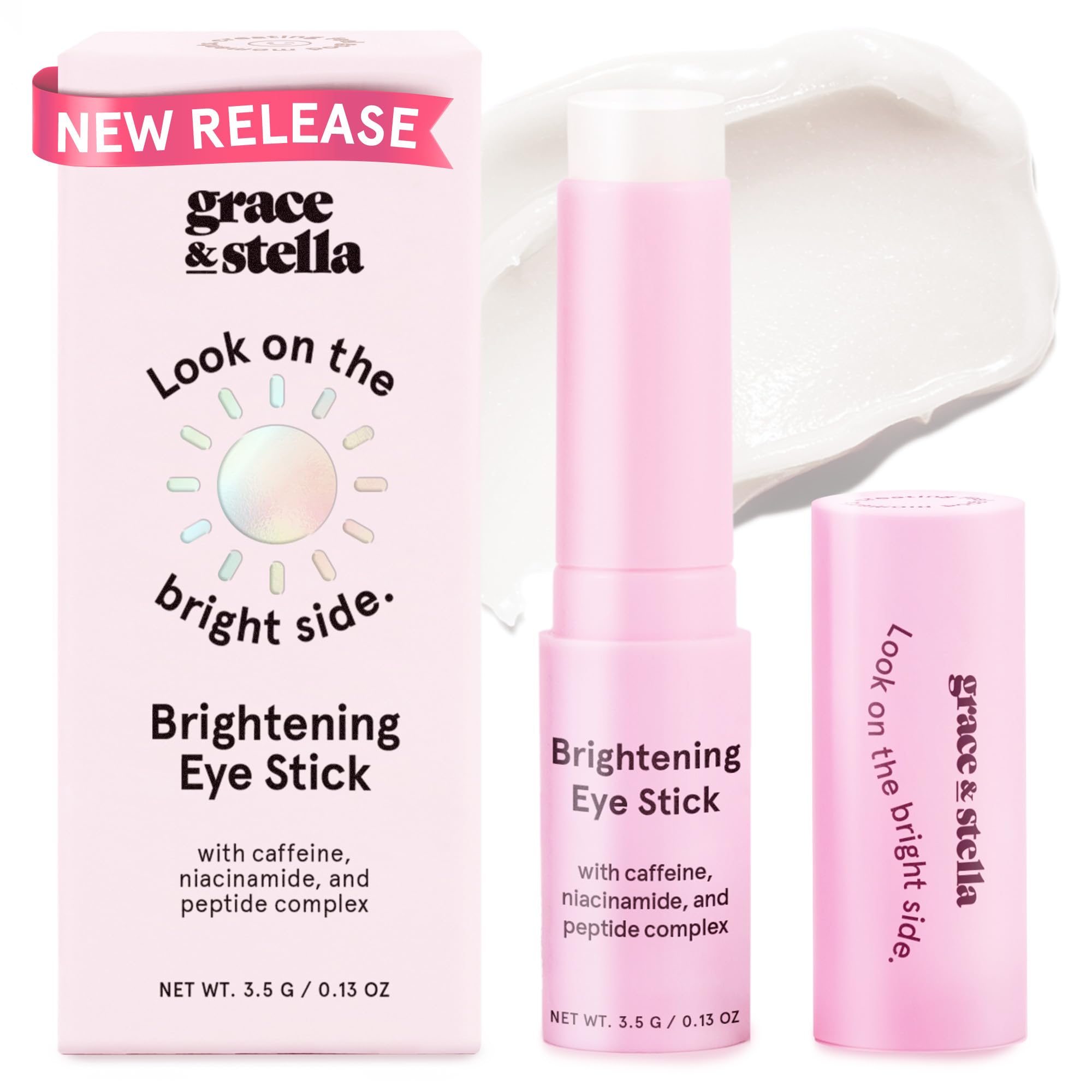 grace & stella Under Eye Stick - Eye Balm (0.13 Oz) Caffeine Eye Stick for Dark Circles & Fine Lines, Firming Eye Balm Stick with Peptides & Niacinamide, Vegan & Cruelty-Free Under Eye Balm
