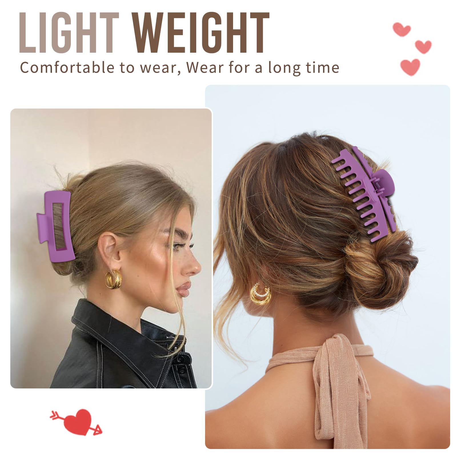 LuSeren Hair Clips for Women 4.3 Inch Large Hair Claw Clips for Women Thin Thick Curly Hair, Big Matte Banana Clips,Strong Hold jaw clips,Neutral Colors