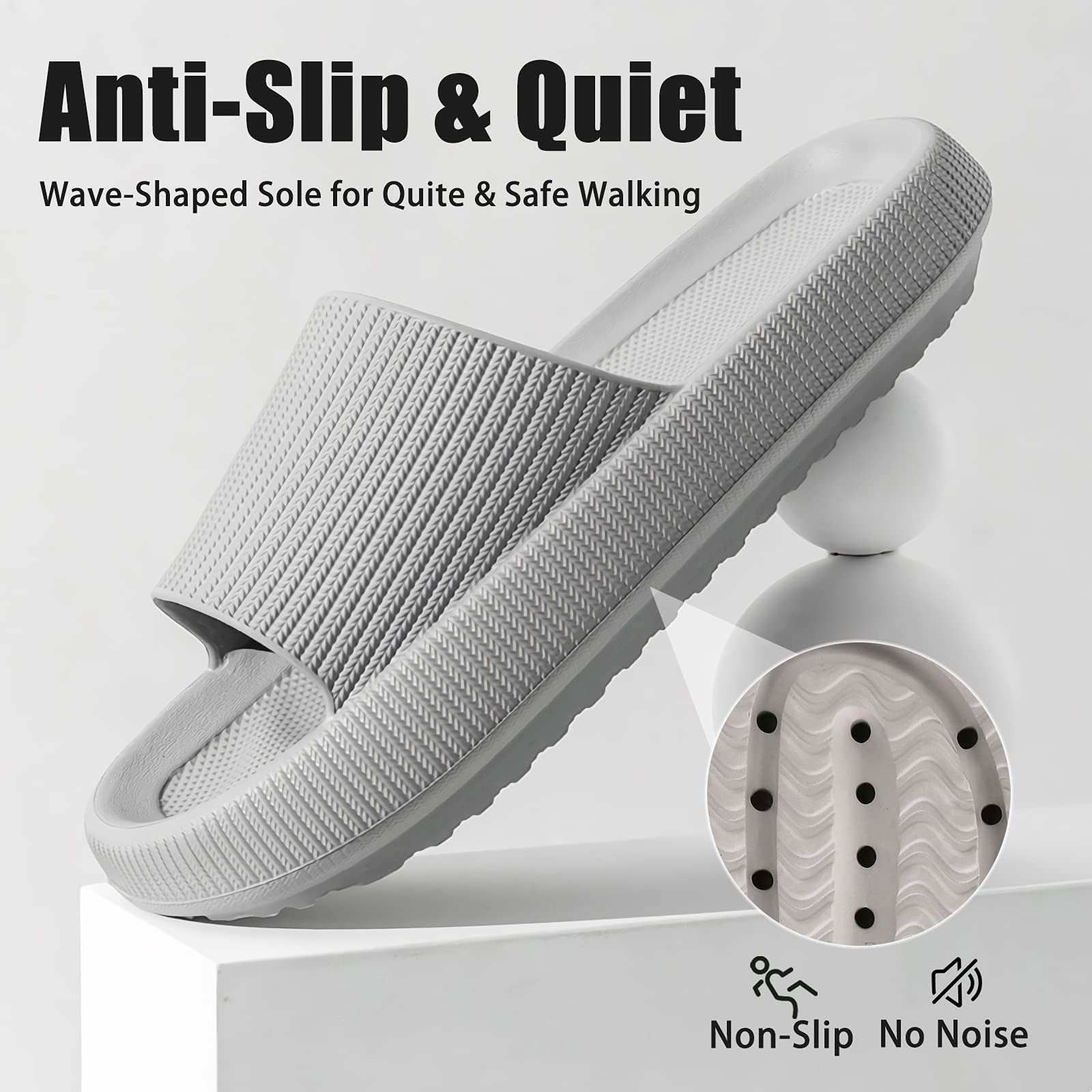 rosyclo Cloud Slippers for Women and Men, Pillow House Slippers Shower Shoes Indoor Slides Bathroom Sandals, Ultimate Comfort, Lightweight, Thick Sole, Non-Slip, Easy to Clean