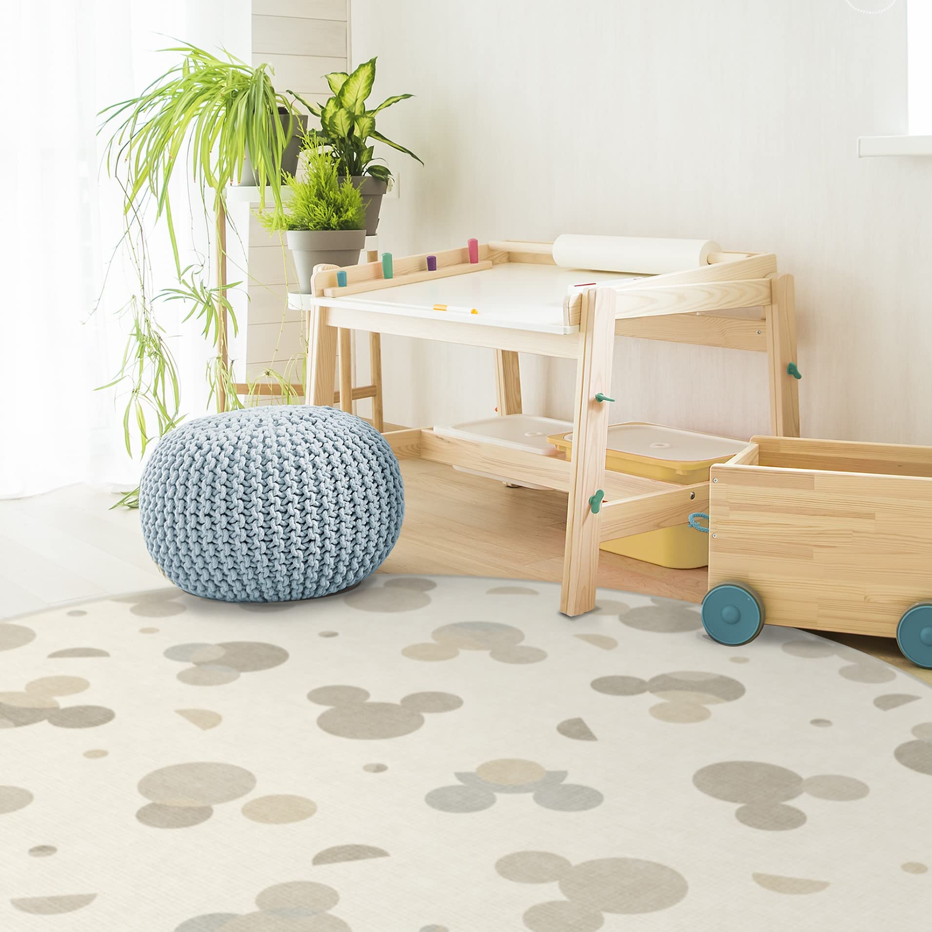 RUGGABLE Disney Classic Minnie Mouse Washable Rug - Perfect Area Rug for Nursery Playroom Kids Room - Pet & Child Friendly - Stain & Water Resistant - Trellis Pink 5&