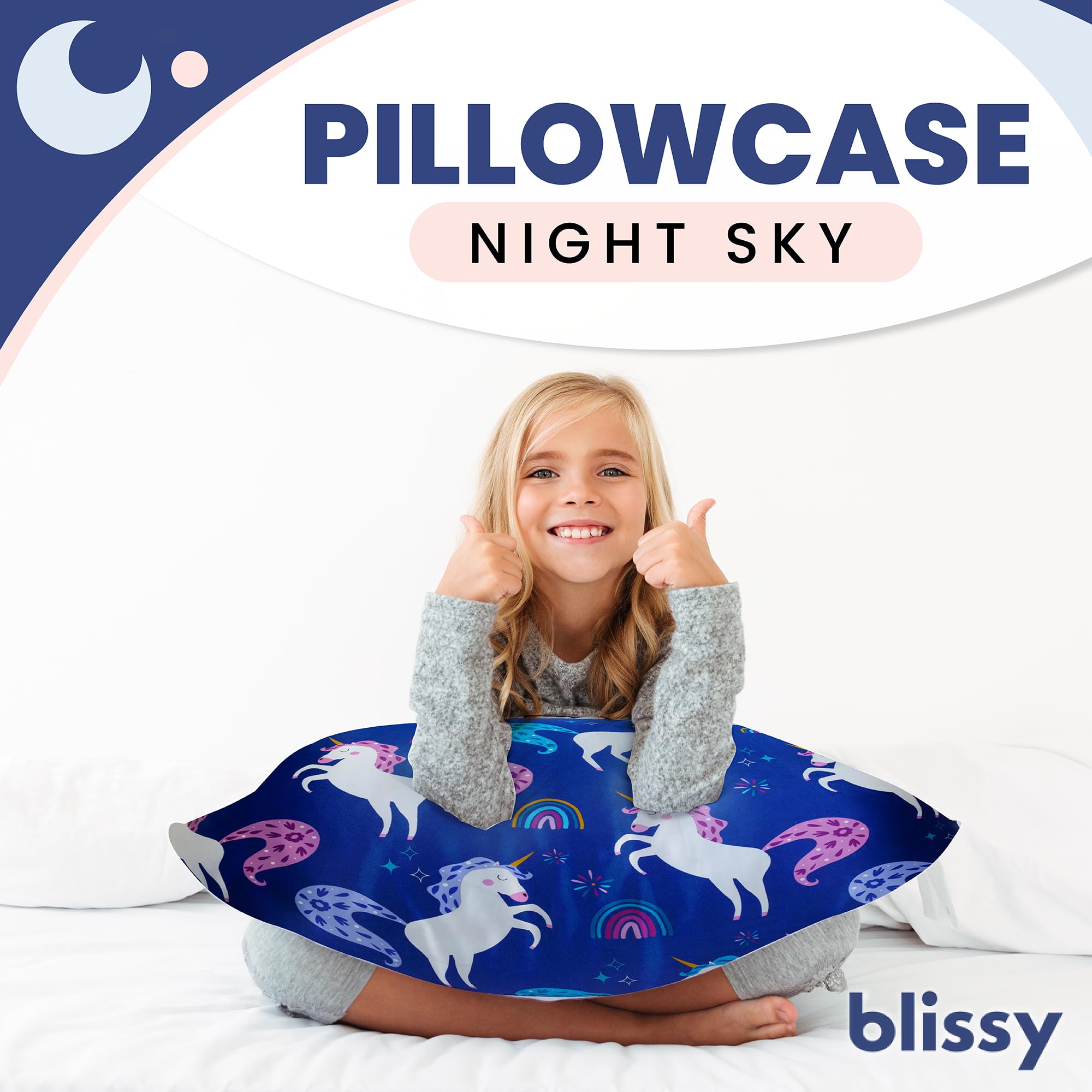 Blissy Toddler Silk Pillowcase - 100% Pure Mulberry Silk - 22 Momme 6A High-Grade Fibers - Soft and Gentle Silk Pillowcase for Kids Hair and Skin (Toddler 13 x 18 in, Baby Blue)