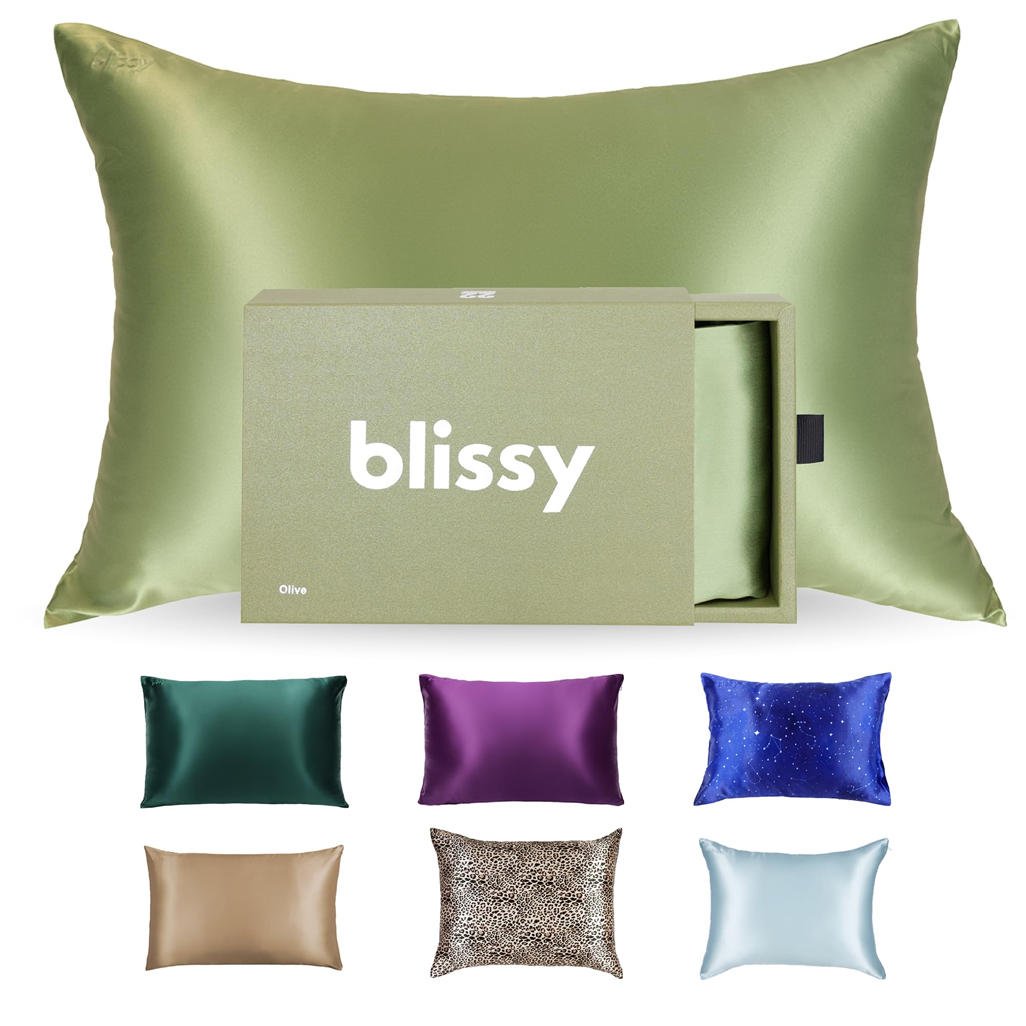 Blissy Silk Pillowcase - 100% Pure Mulberry Silk - 22 Momme 6A High-Grade Fibers - Silk Pillow Cover for Hair & Skin - Regular, Queen & King with Hidden Zipper (Standard,Blissy White)