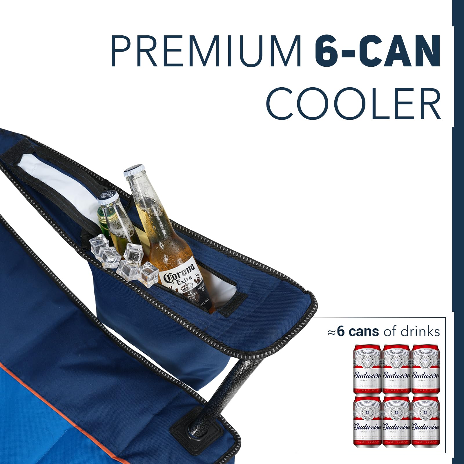 Overmont Oversized Folding Camping Chair - Fully Padded with Cooler Pocket Carry Bag - Heavy Duty Portable Collapsible Lawn Chair Supports 450 LBS for Outdoor Sports Beach Garden Picnic
