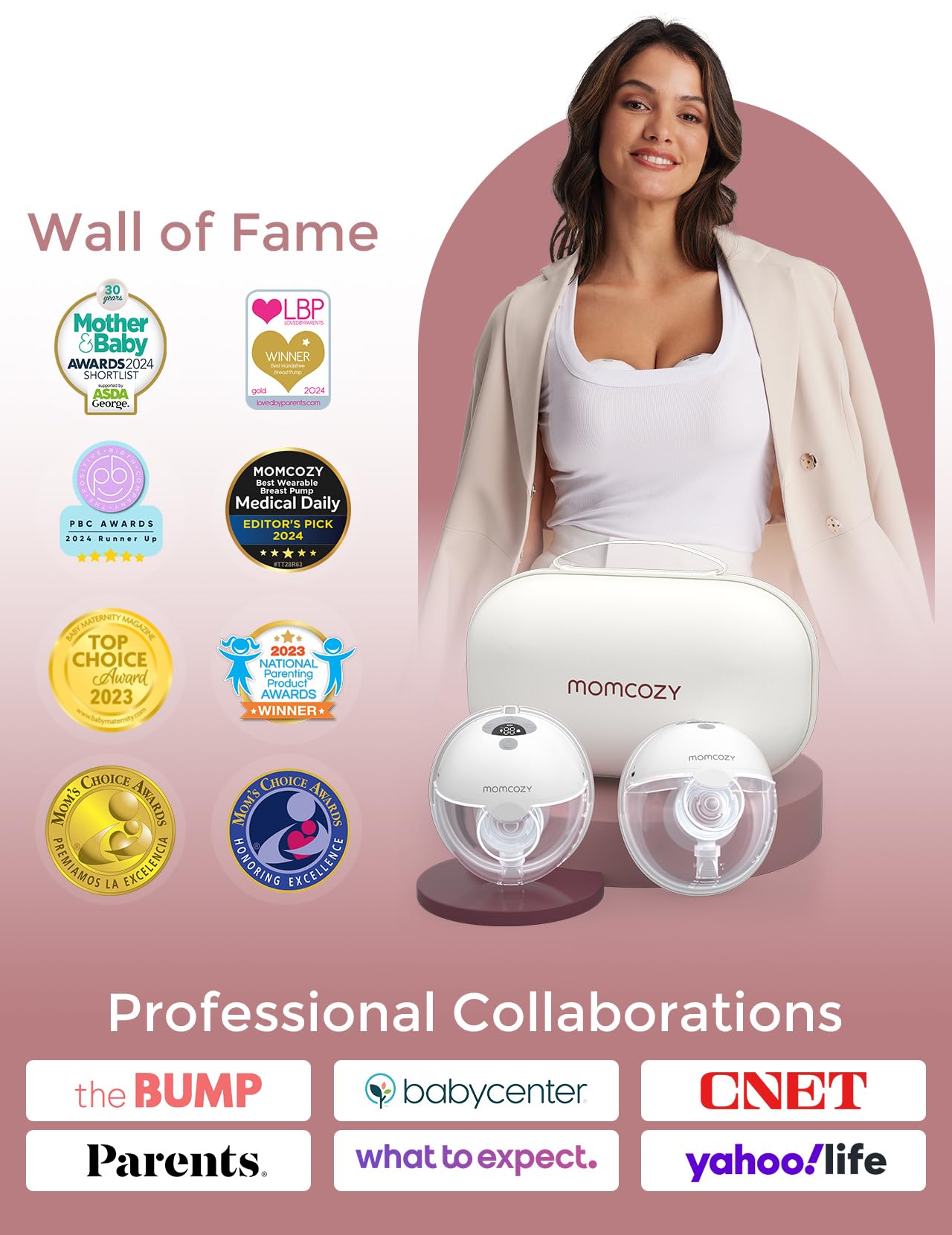 Momcozy Breast Pump Hands Free M5, Wearable Breast Pump of Baby Mouth Double-Sealed Flange with 3 Modes & 9 Levels, Electric Breast Pump Portable - 24mm, 2 Pack Mint