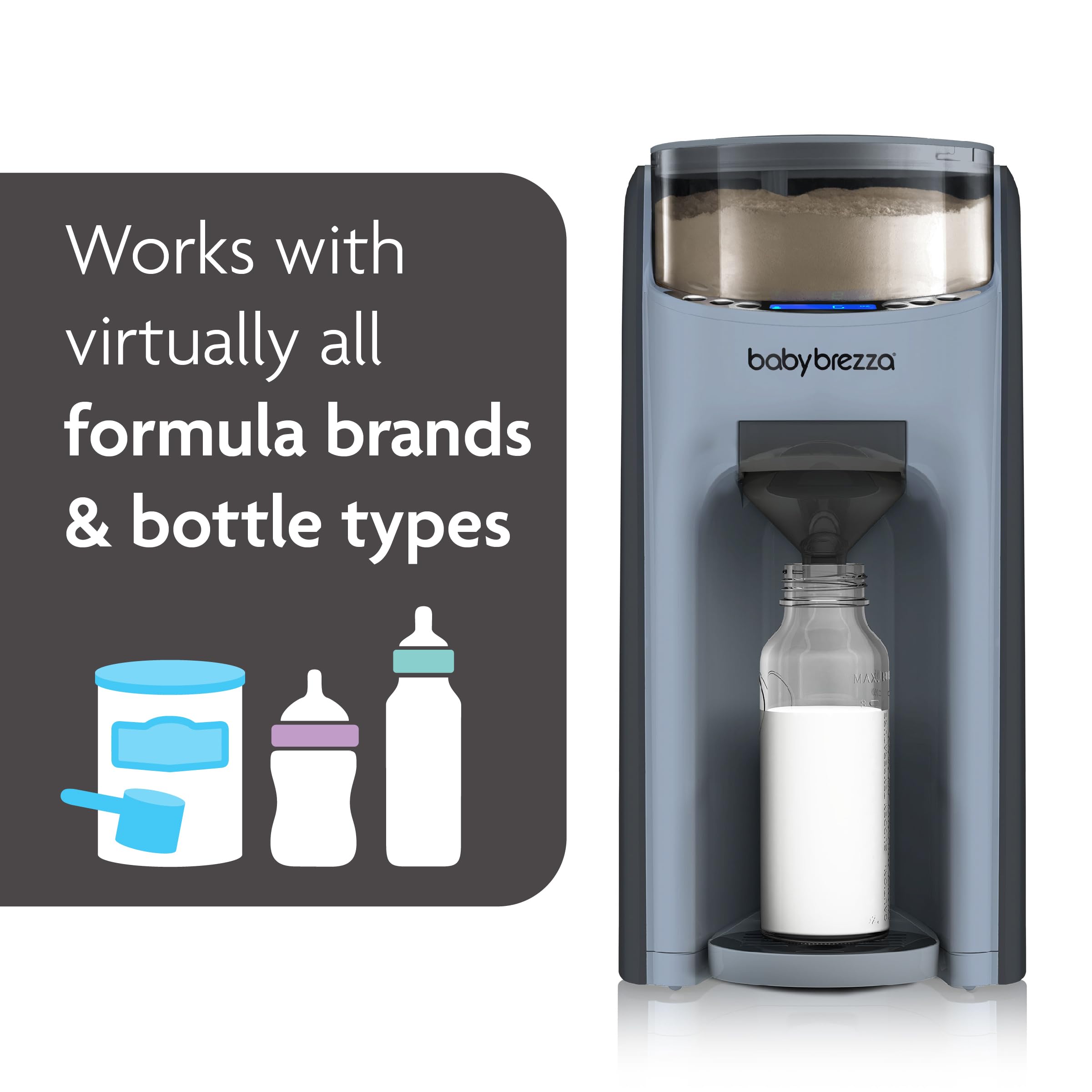 Baby Brezza New and Improved Formula Pro Advanced Formula Dispenser Machine - Automatically Mix a Warm Formula Bottle Instantly - Easily Make Bottle with Automatic Powder Blending, Charcoal