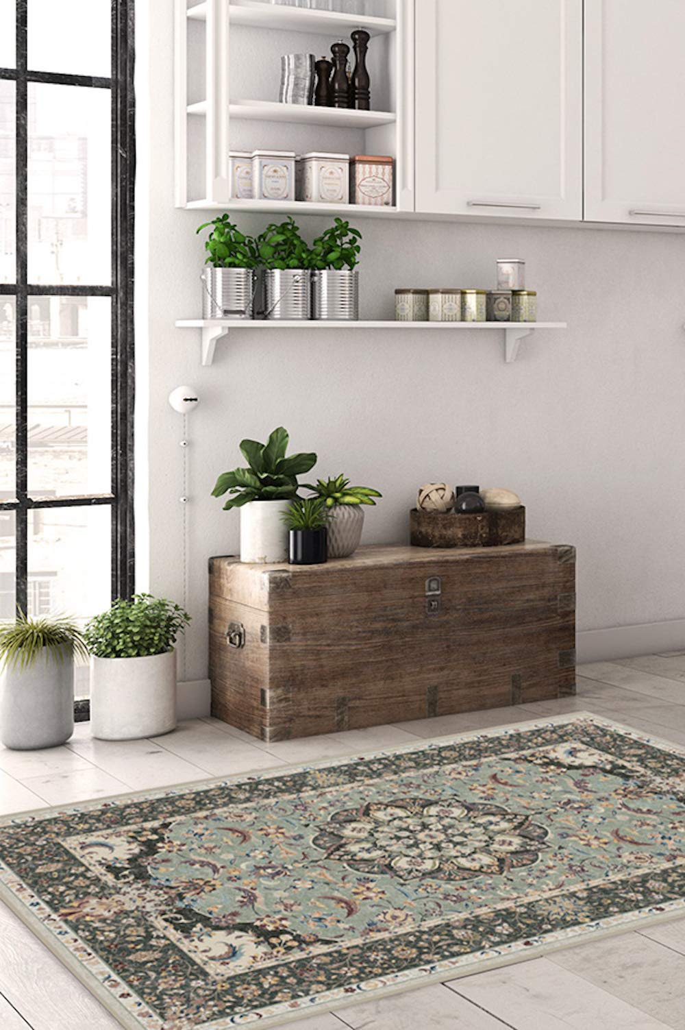 RUGGABLE Sima Washable Rug - Perfect Vintage Area Rug for Living Room Bedroom Kitchen - Pet & Child Friendly - Stain & Water Resistant - Royal Blue 2&