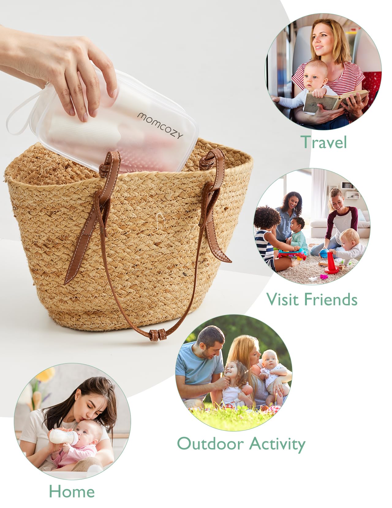 Momcozy Bottle Brush Kit, Innovative Push-Press Design for Better Cleaning - Baby Bottle Cleaner Brush for Baby Bottle, Breast Pumps, Nipples, and More - Can Generate Foam for Better Cleaning, Pink