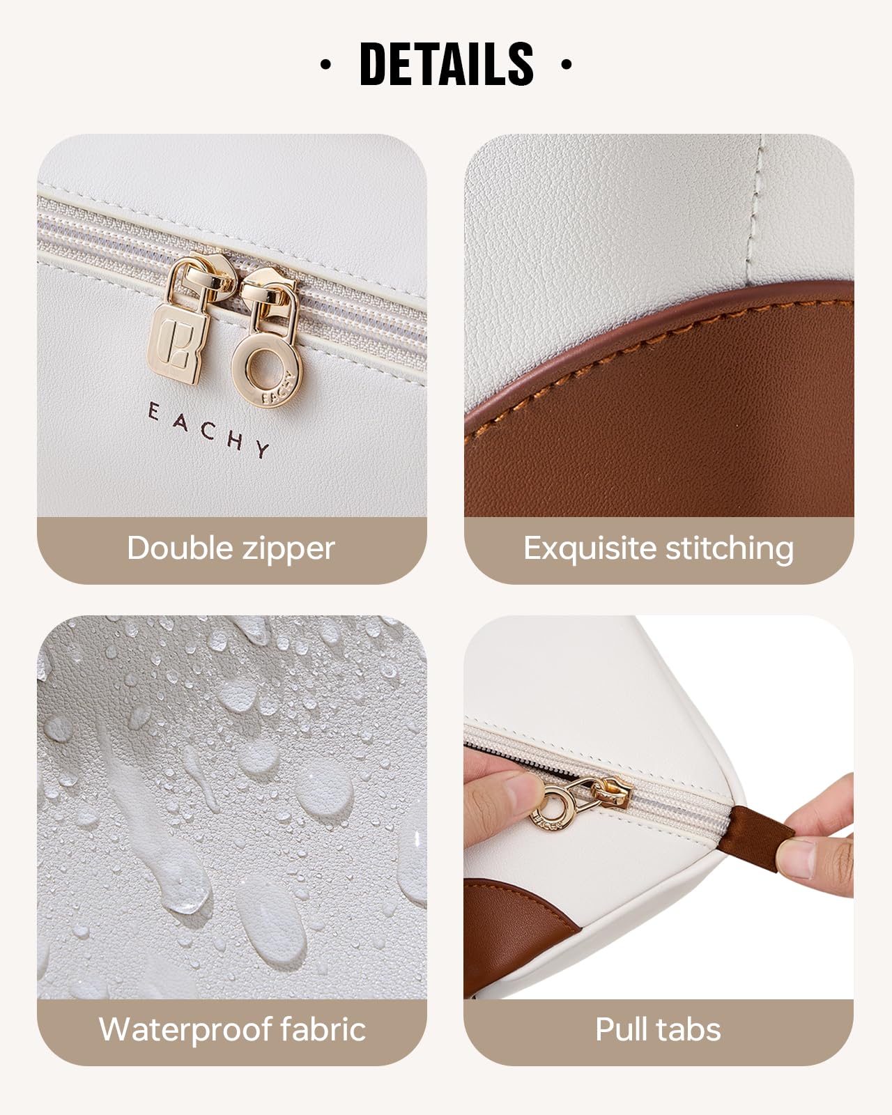 EACHY Travel Makeup Bag,Large Capacity Cosmetic Bags for Women,Waterproof Portable Pouch Open Flat Toiletry Bag Make up Organizer with Divider and Handle