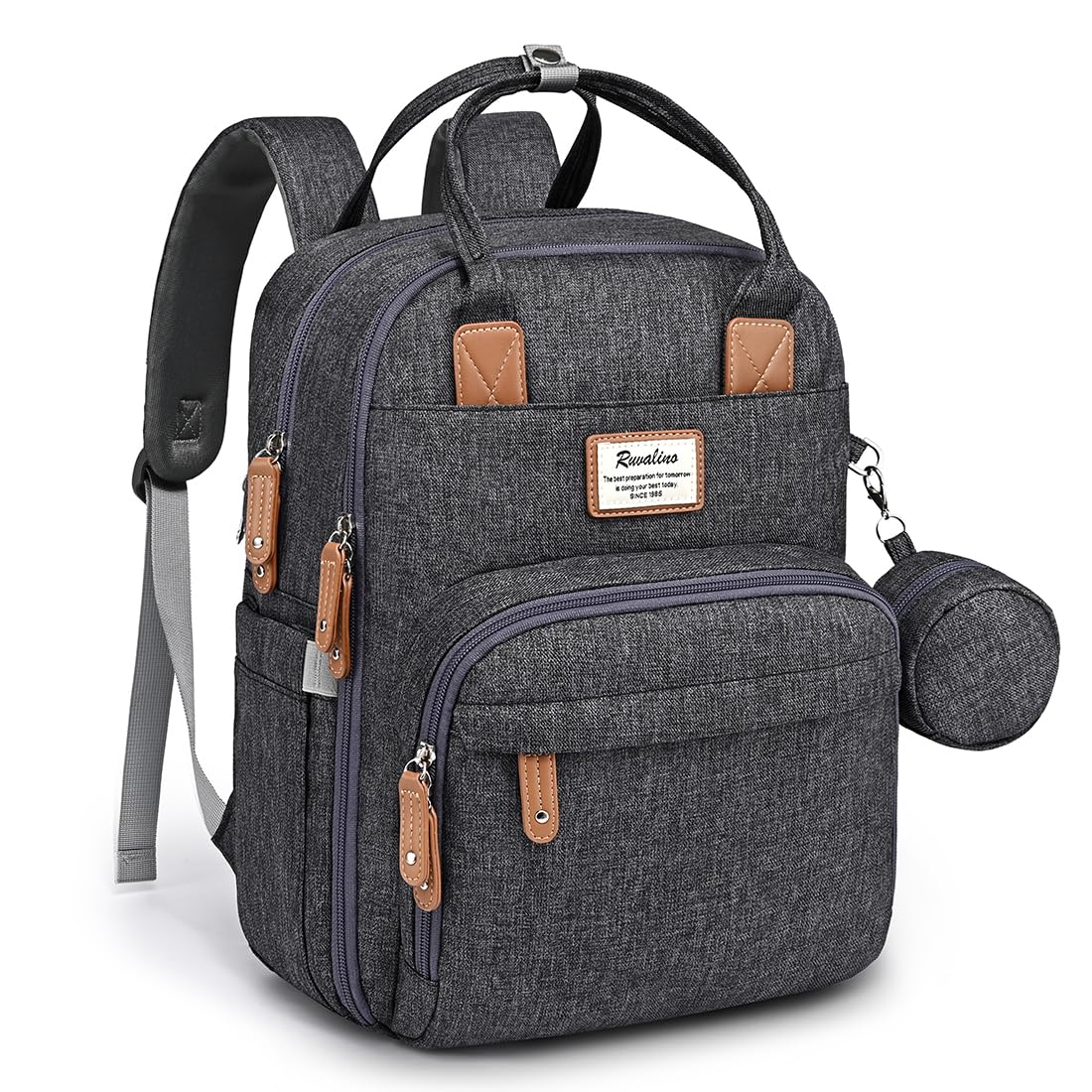 RUVALINO Diaper Bag Backpack, Multifunction Travel Pack Maternity Baby Changing Bags, Large Capacity, Waterproof, Beige
