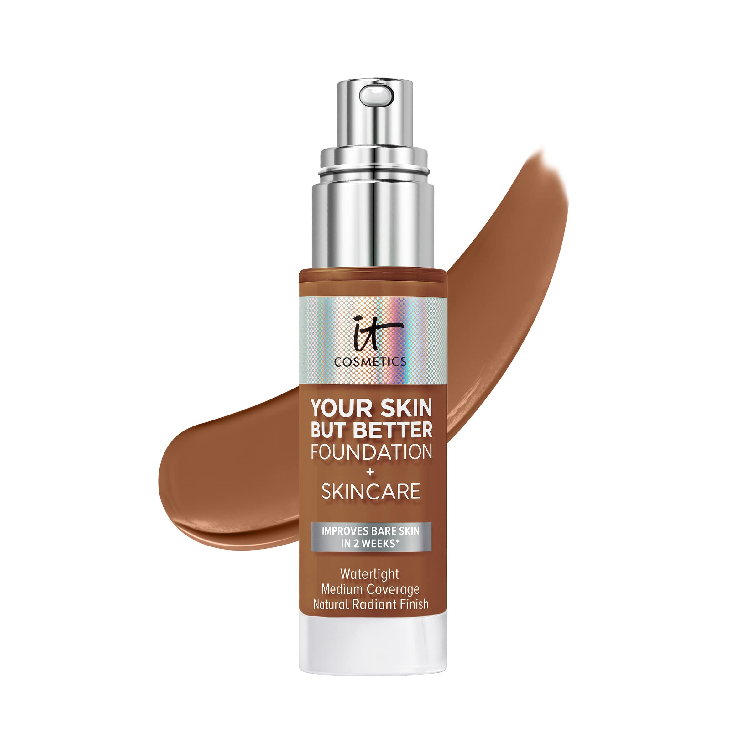 IT Cosmetics Your Skin But Better Foundation + Skincare - Hydrating Medium Buildable Coverage - Minimizes Pores & Imperfections - Natural Radiant Finish - With Hyaluronic Acid - 1.0 fl oz
