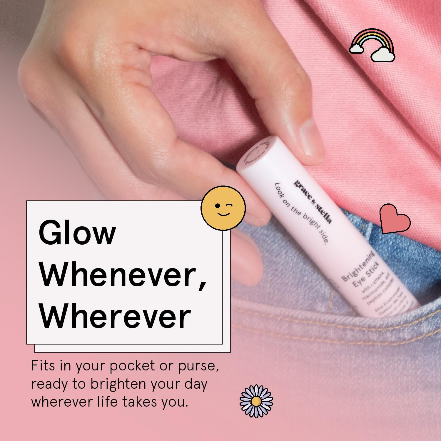 grace & stella Under Eye Stick - Eye Balm (0.13 Oz) Caffeine Eye Stick for Dark Circles & Fine Lines, Firming Eye Balm Stick with Peptides & Niacinamide, Vegan & Cruelty-Free Under Eye Balm