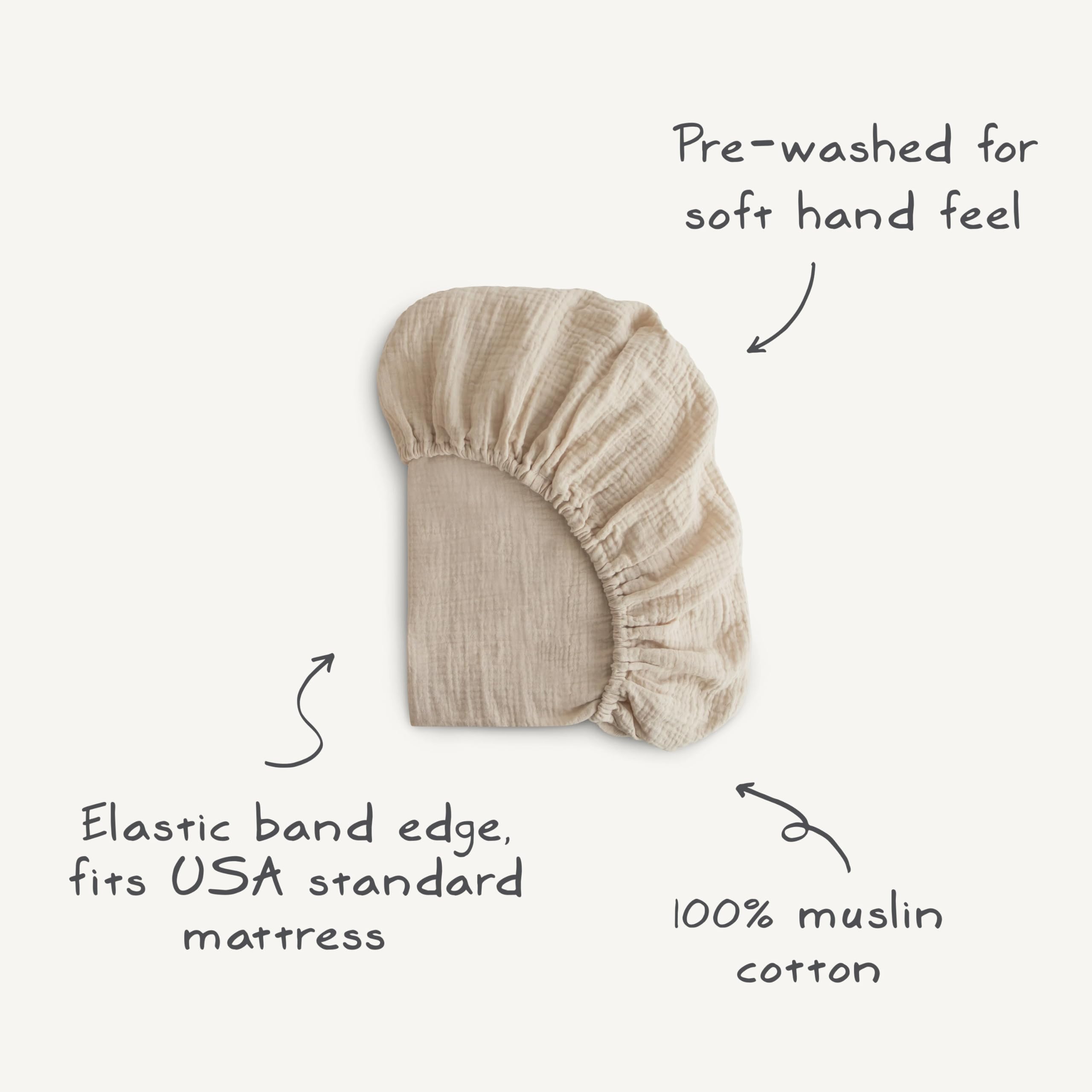 mushie Extra Soft Muslin Fitted Crib Sheet | 192 Thread Count | 28"x 52" (Fog)