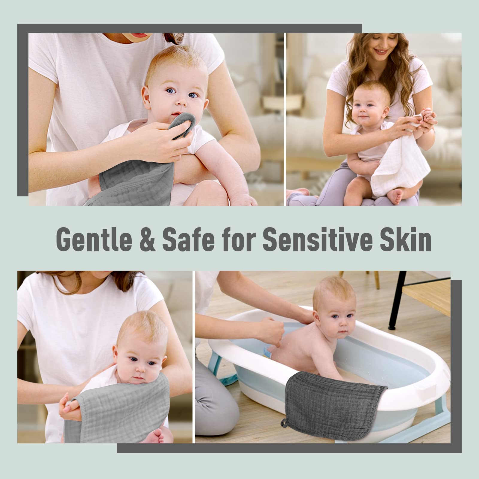 Yoofoss Muslin Burp Cloths for Baby 10 Pack 100% Cotton Baby Washcloths for Boys Girls Large 20&