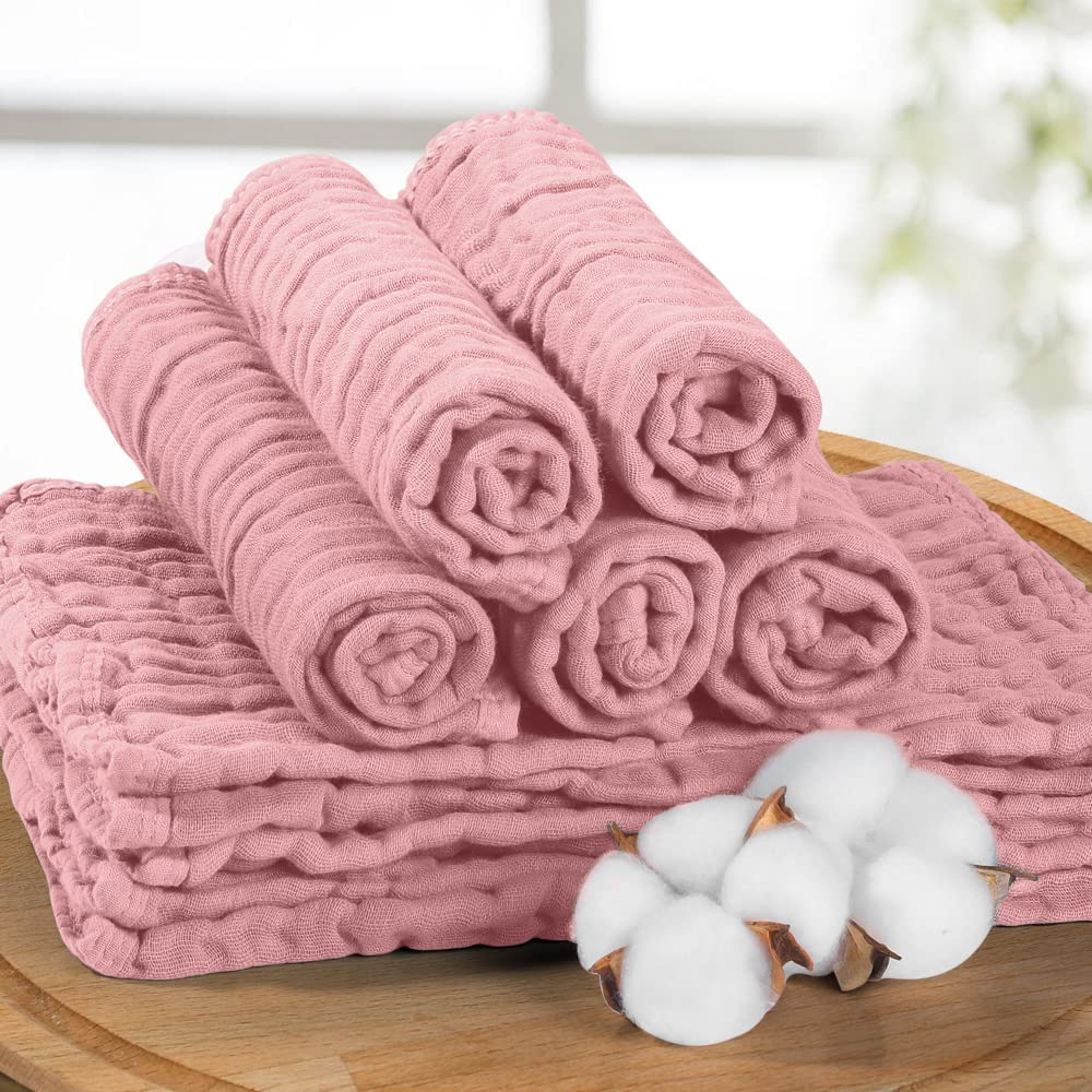 Yoofoss Muslin Burp Cloths for Baby 10 Pack 100% Cotton Baby Washcloths for Boys Girls Large 20&