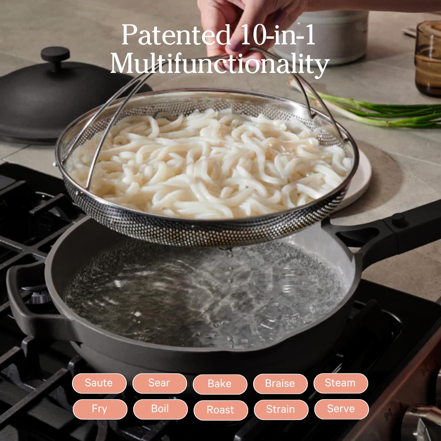 Our Place Always Pan 2.0-10.5-Inch Nonstick, Toxin-Free Ceramic Cookware | Versatile Frying Pan, Skillet, Saute Pan | Stainless Steel Handle | Oven Safe | Lightweight Aluminum Body | Steam