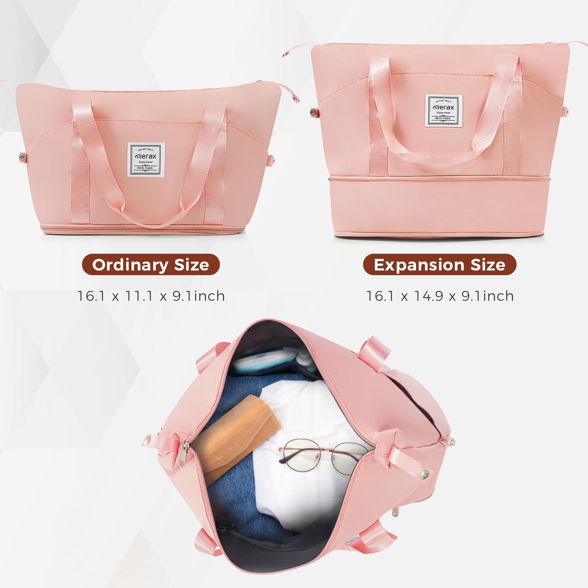 Merax 3 Pcs ABS Hardside Luggage Sets TSA Lock Spinner Wheel Suitcases, Pearly White, 20/24/28 Inch