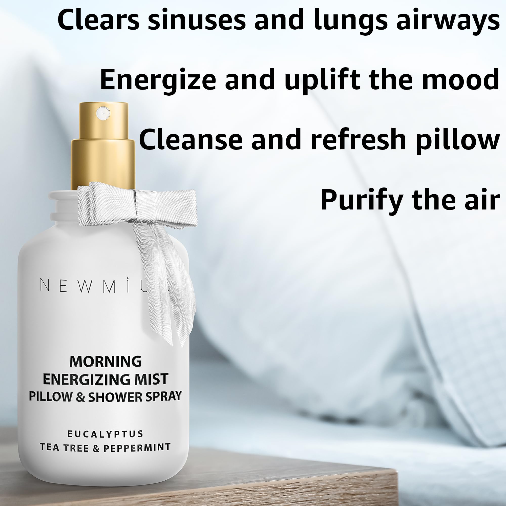 Energizing Shower & Pillow Spray Peppermint Eucalyptus Tea tree Essential Oils Natural Fast Acting Aromatherapy Mist for Relaxation Calming Stress Clear Sinus Cooling Relief Luxury Self care Gift